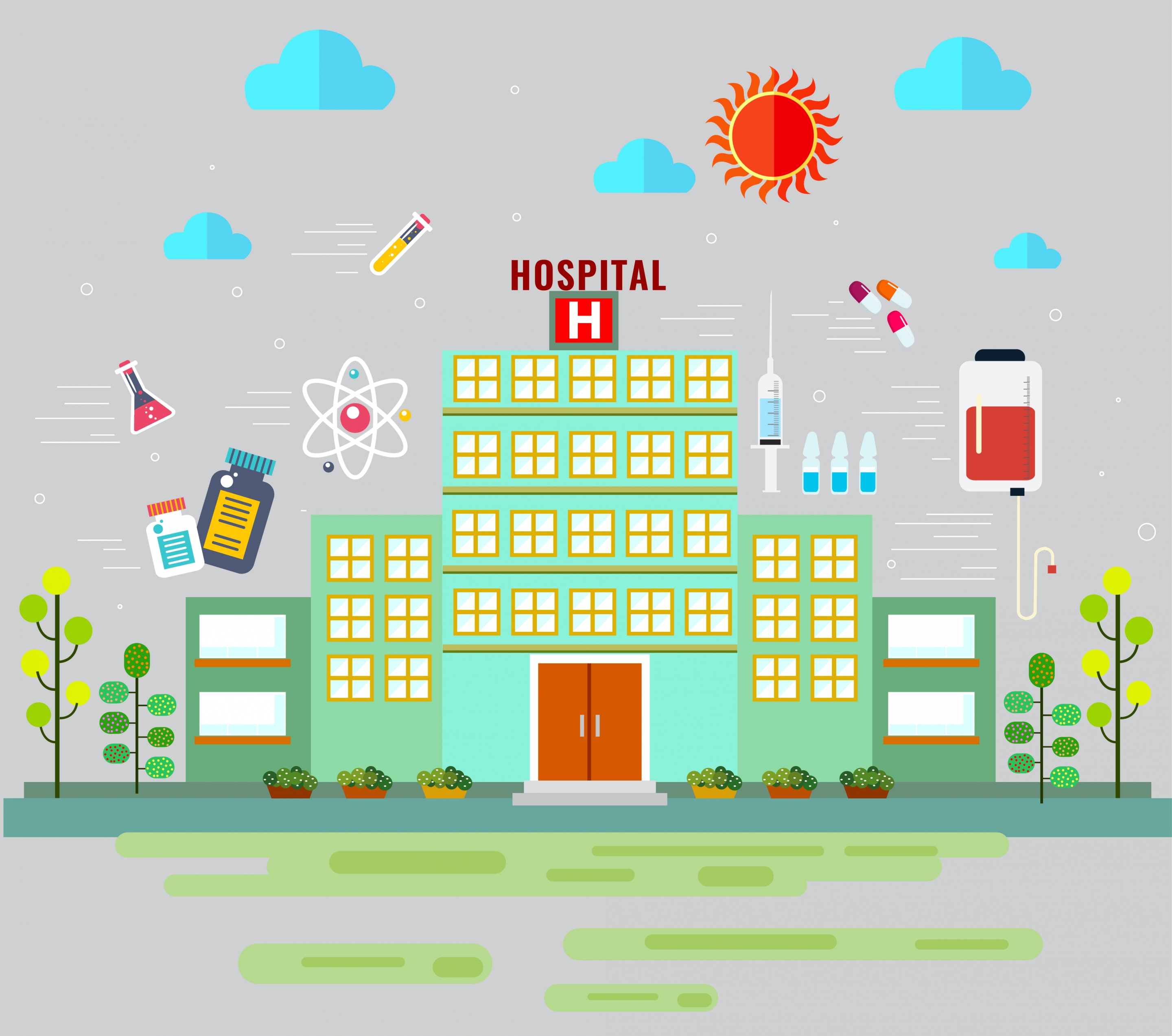 hospital banner building clinic design elements