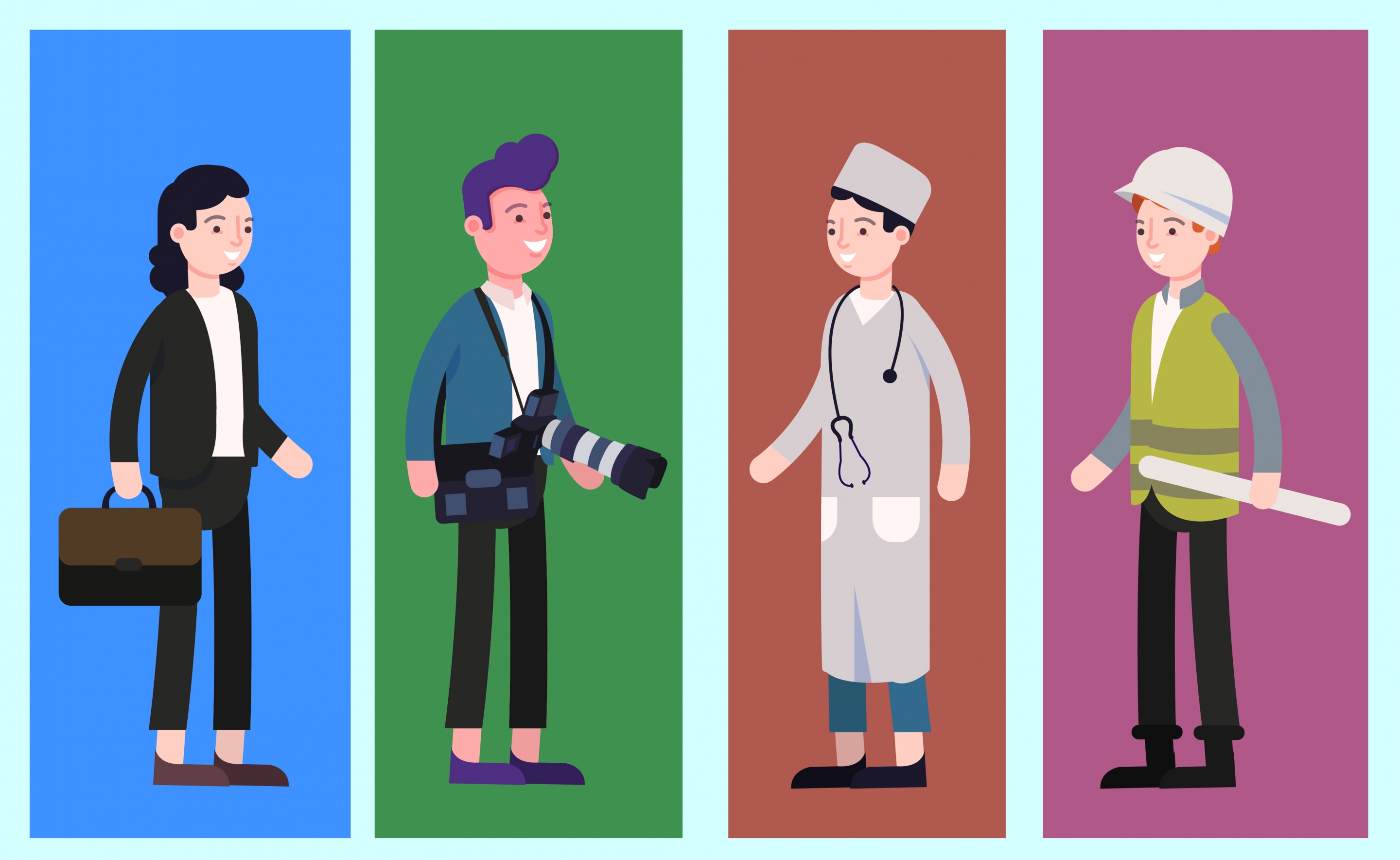 professions design elements staff cameraman nurse engineer icons