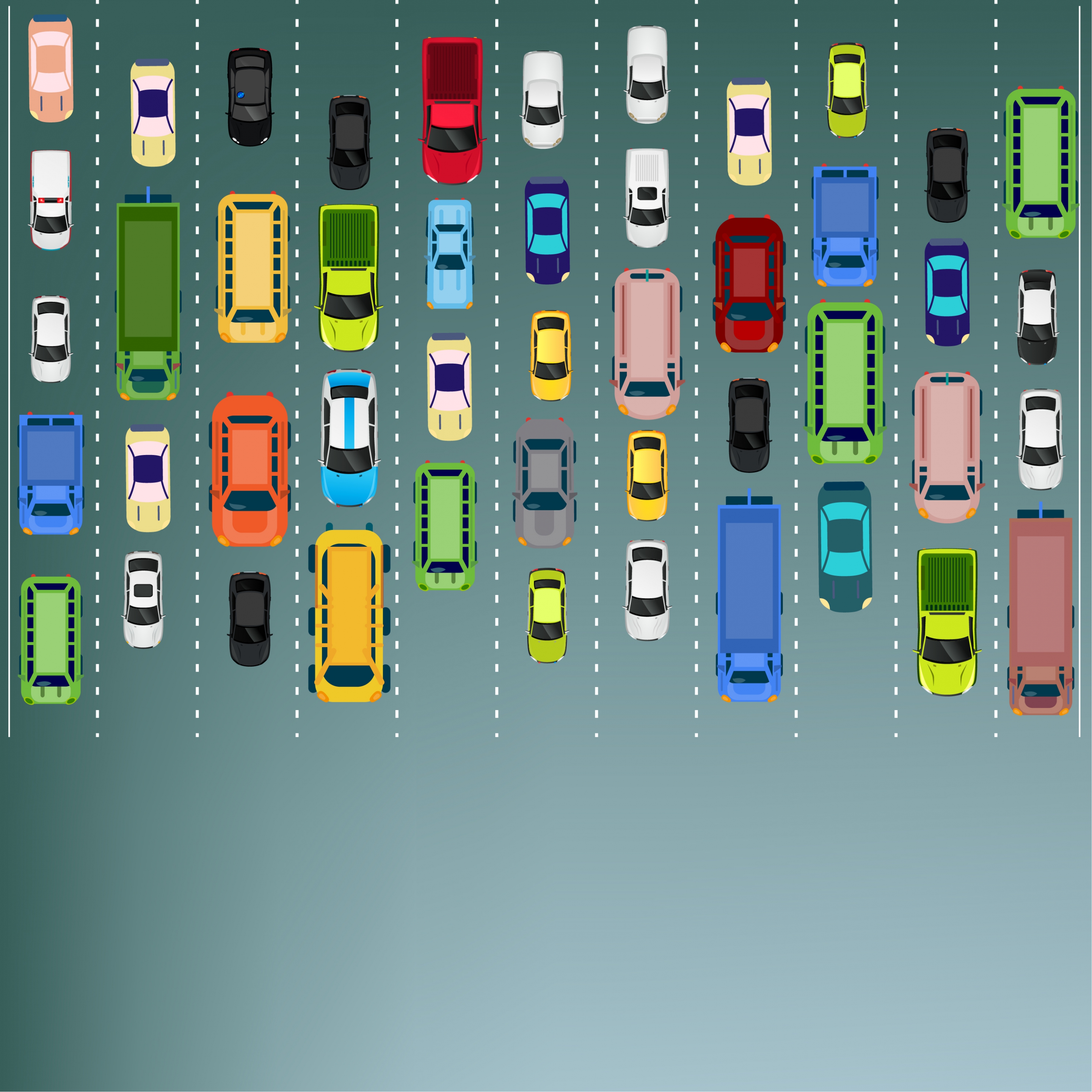 traffic background cars road lanes icons colored flat