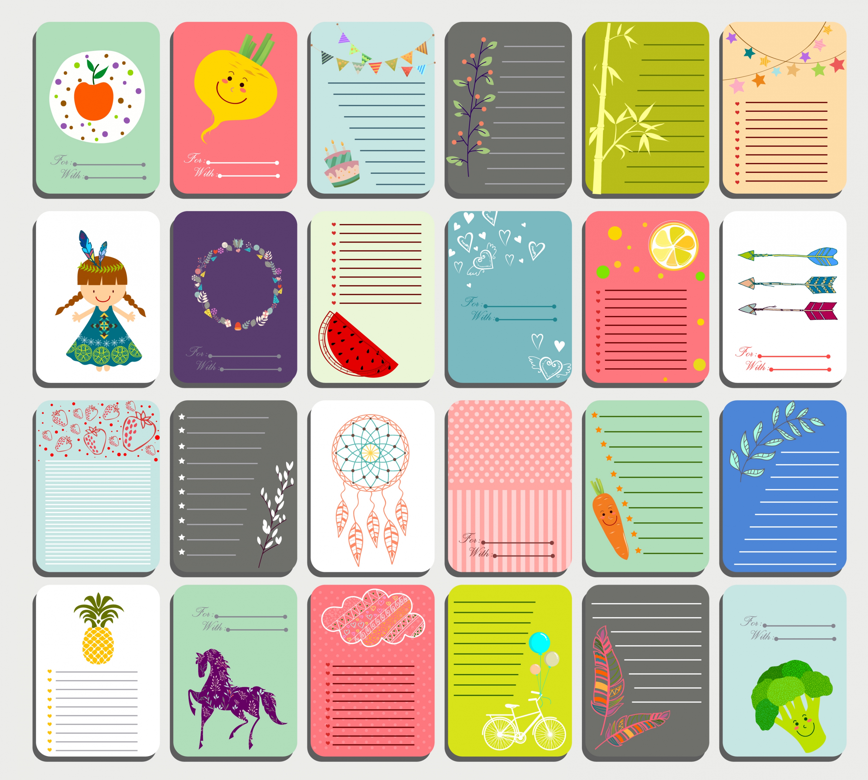 paper notes background templates cute colorful symbols decor