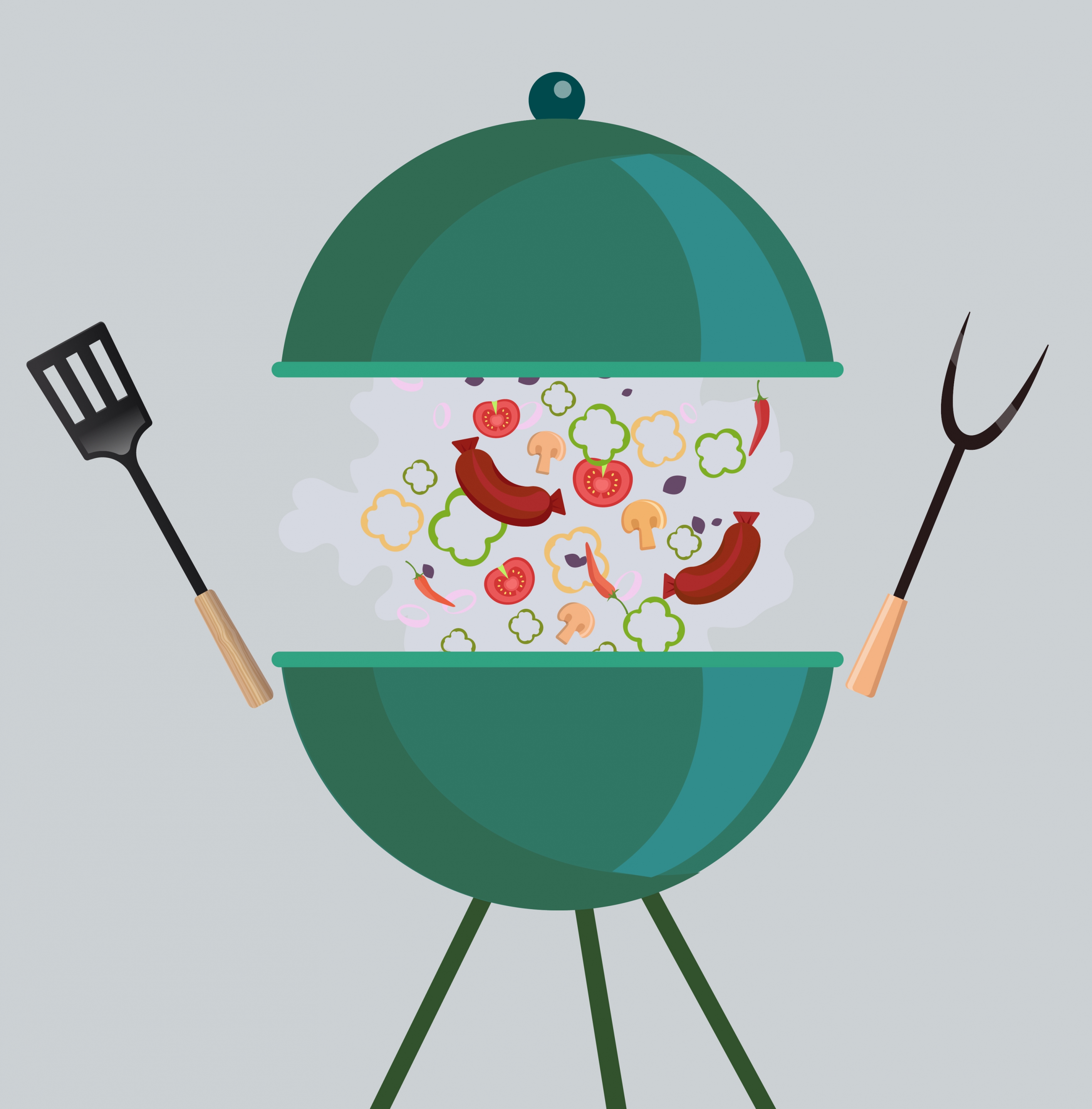 picnic background barbecue food utensils icons