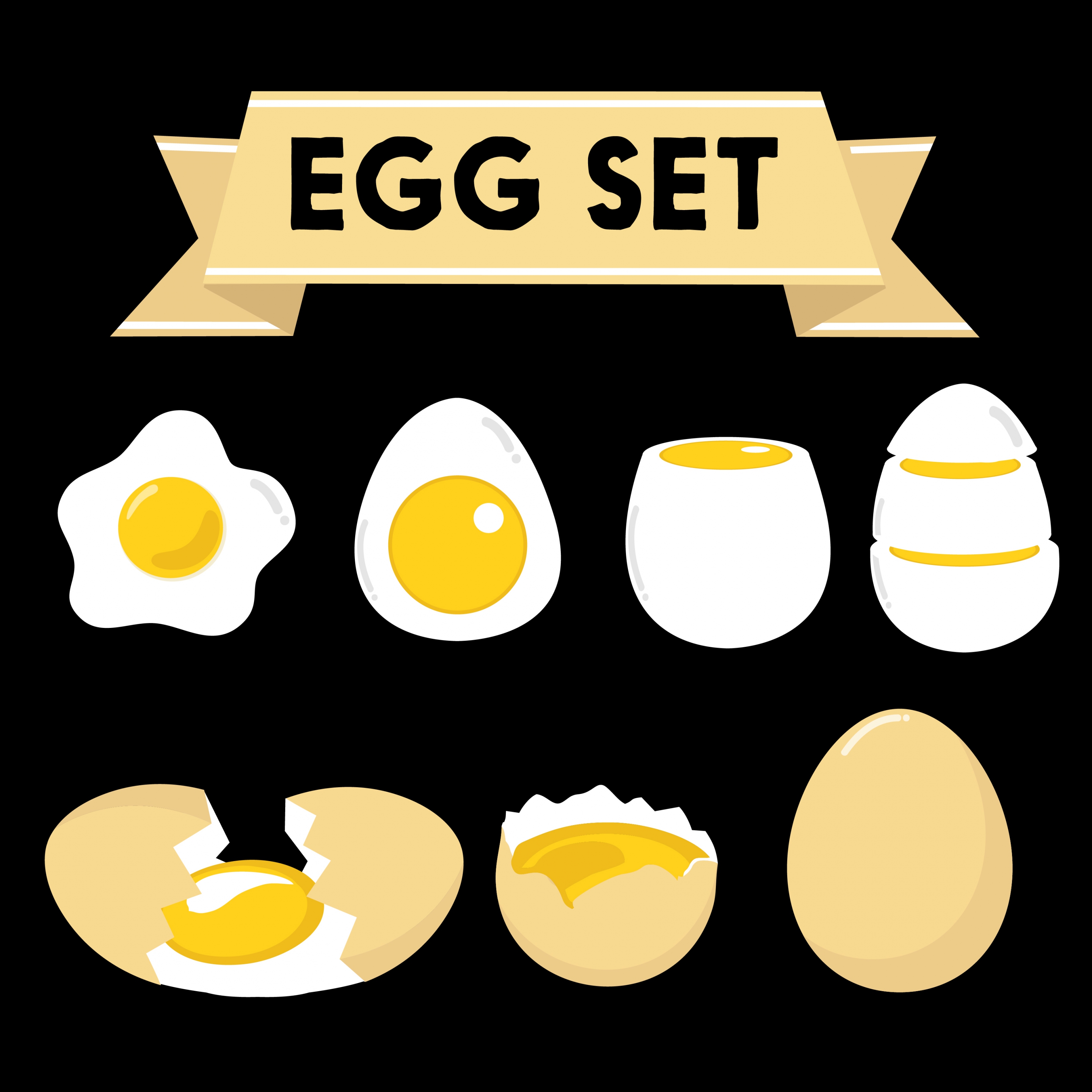 eggs food icons collection colored flat 3d shapes