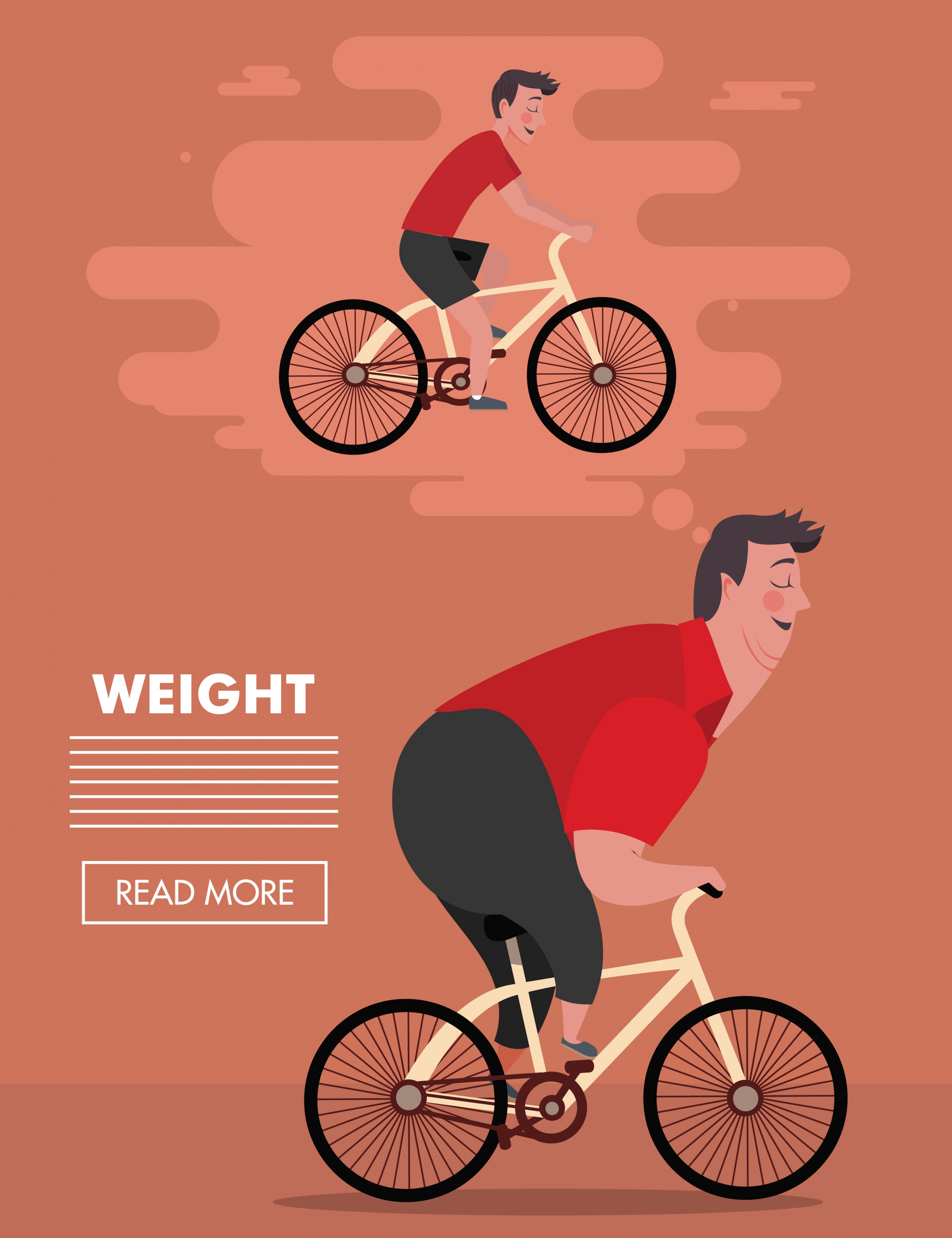 loss weight banner male riding bicycle webpage design