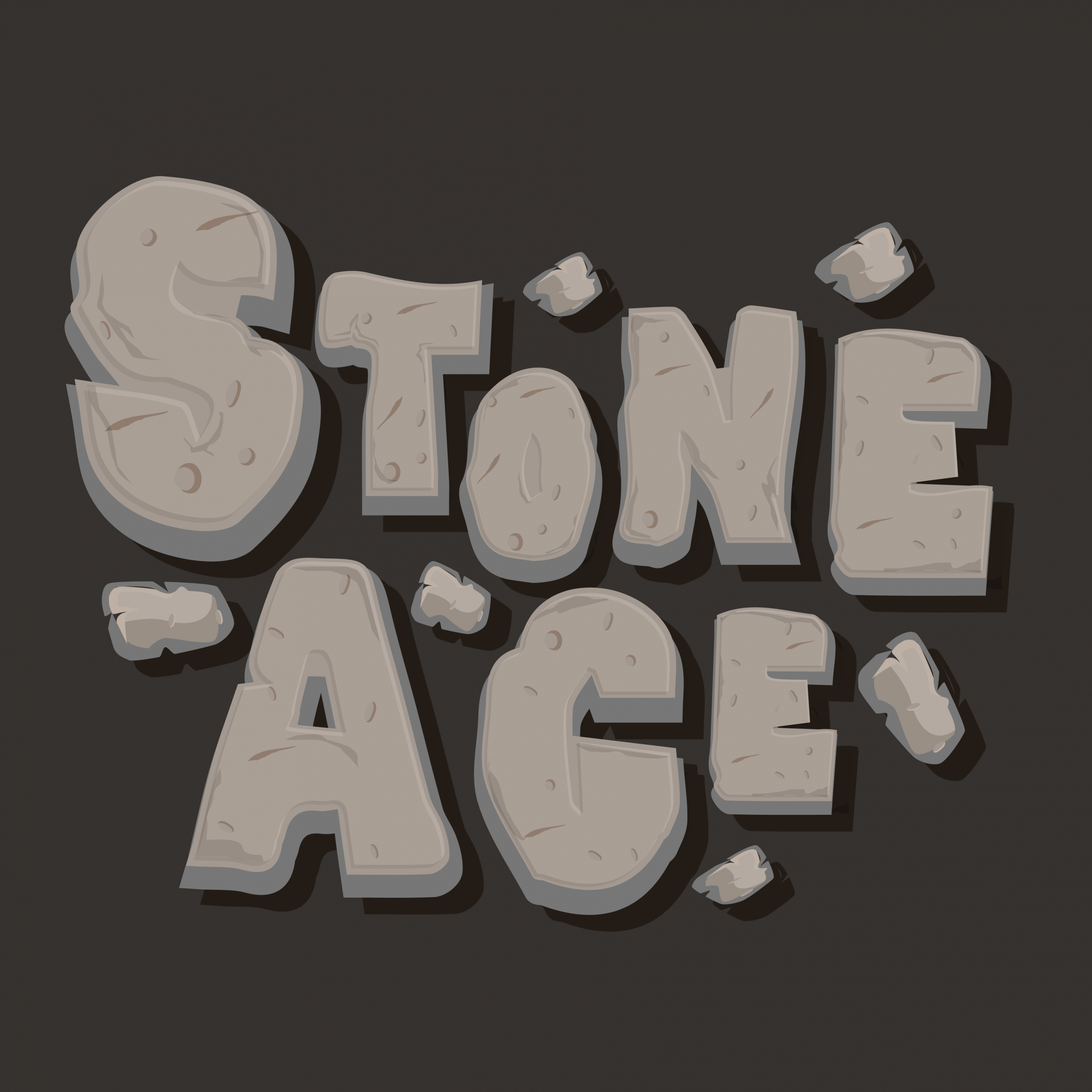 stone age background grey texts decor rock icons