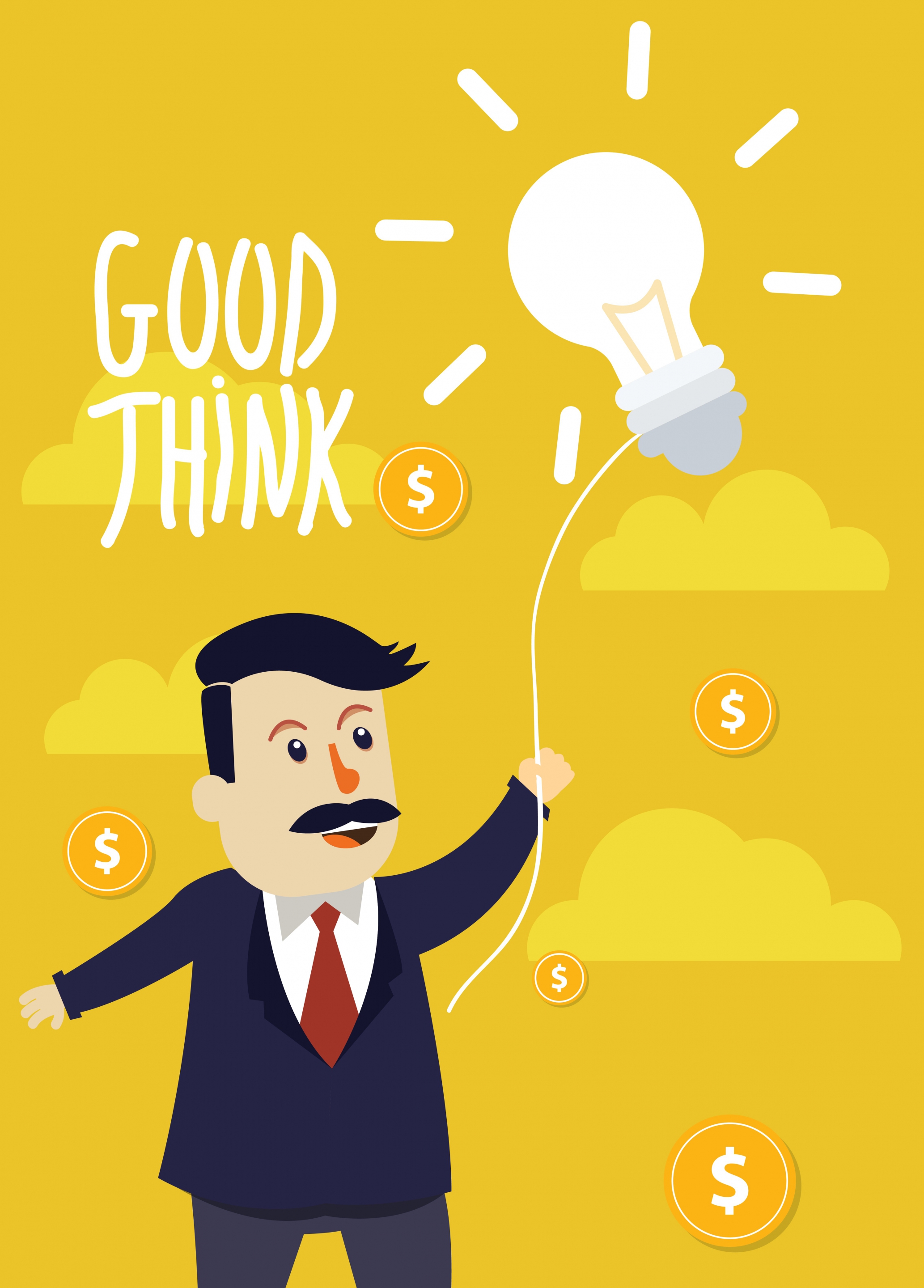 idea concept drawing businessman lightbulb currency icons