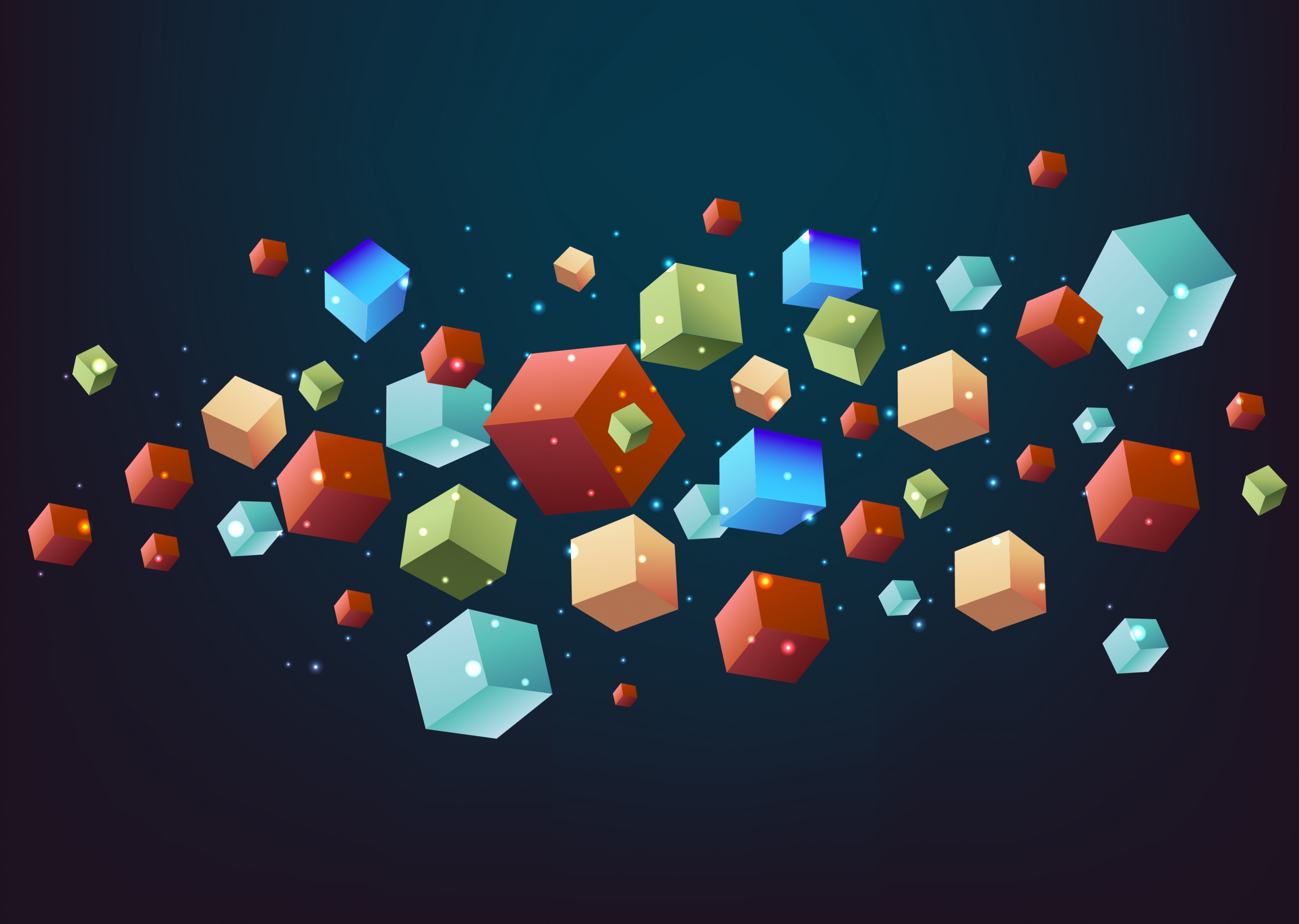 geometric background colorful 3d cubes icons