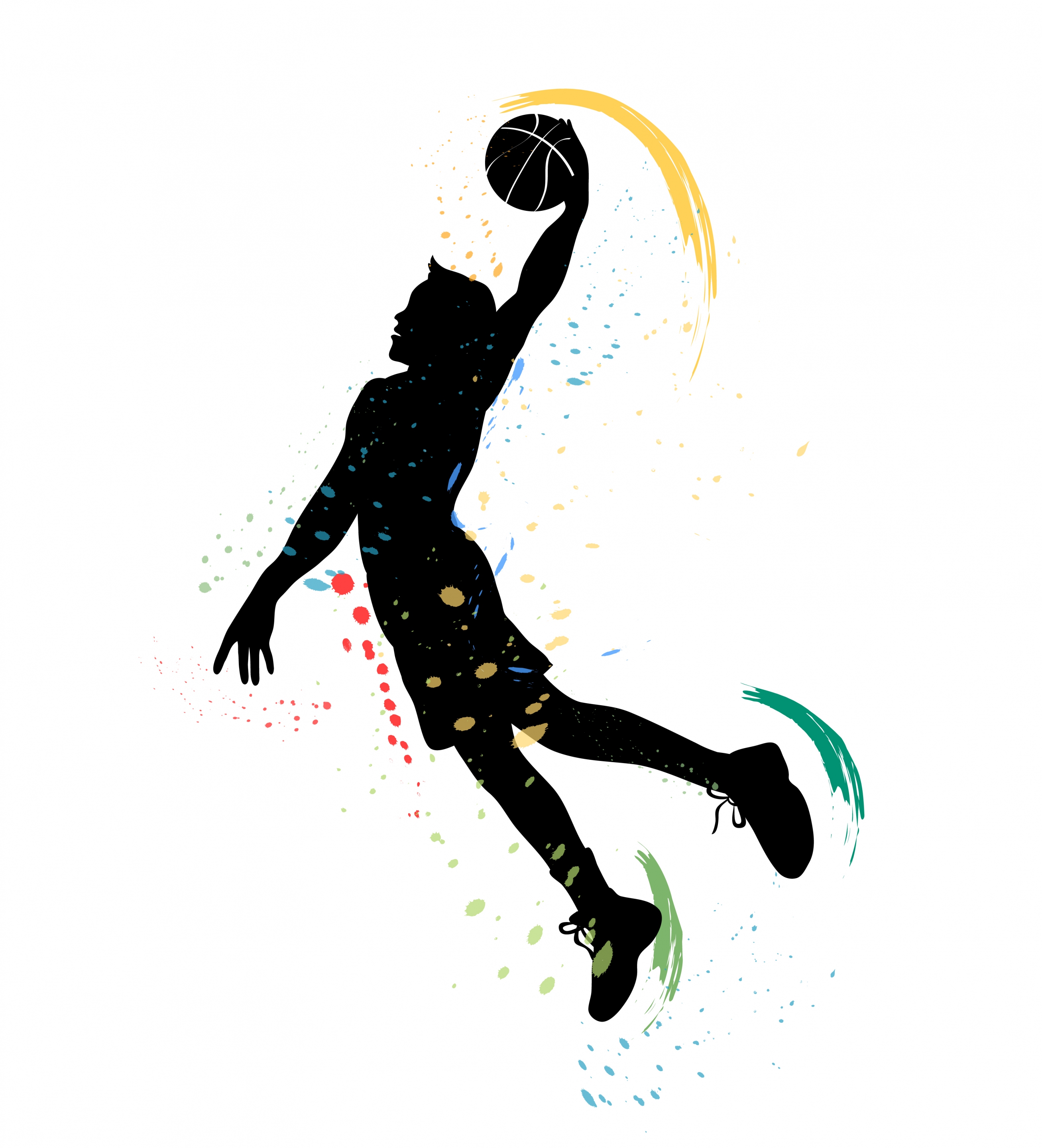 basketball drawing player icon grunge silhouette decor