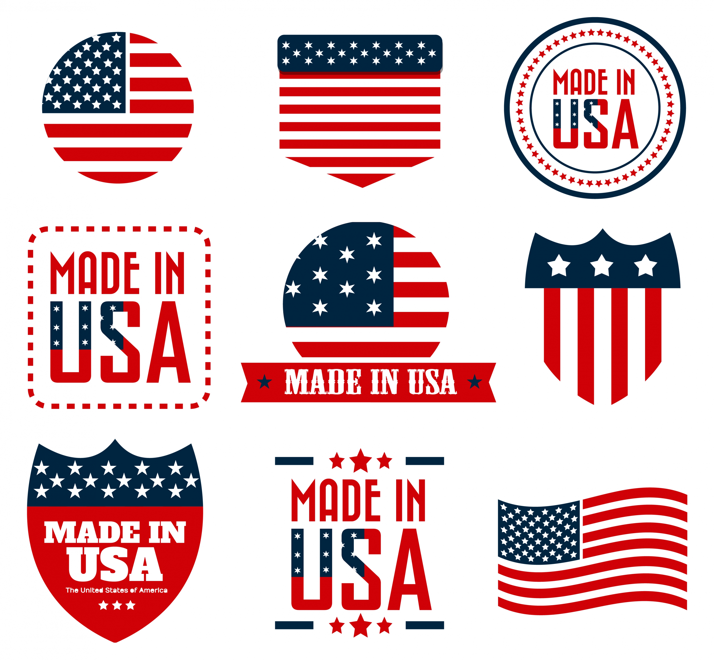 america labels collection colorful flags decoration