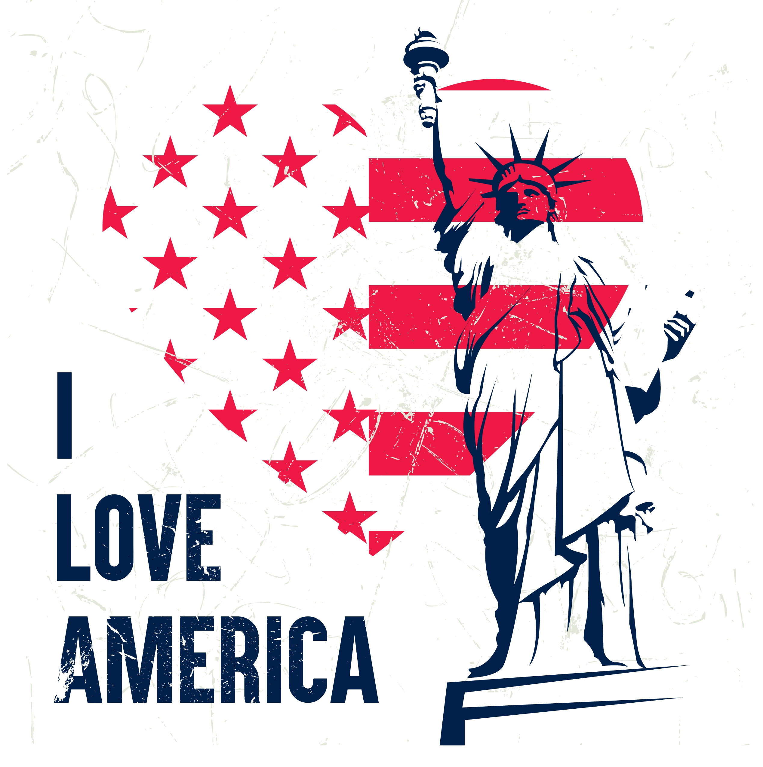 america banner heart flag elements liberty statue decor