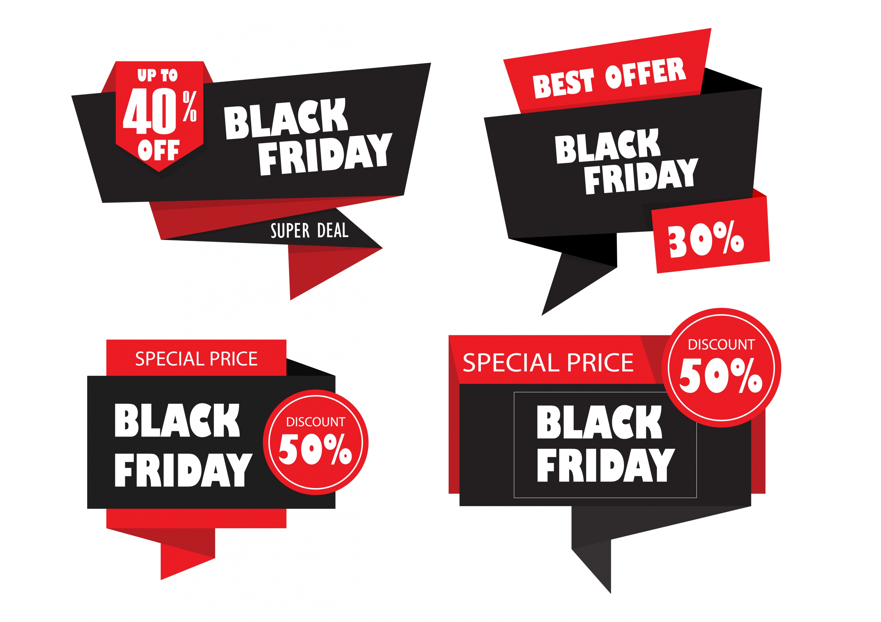 black friday design elements 3d origami decor