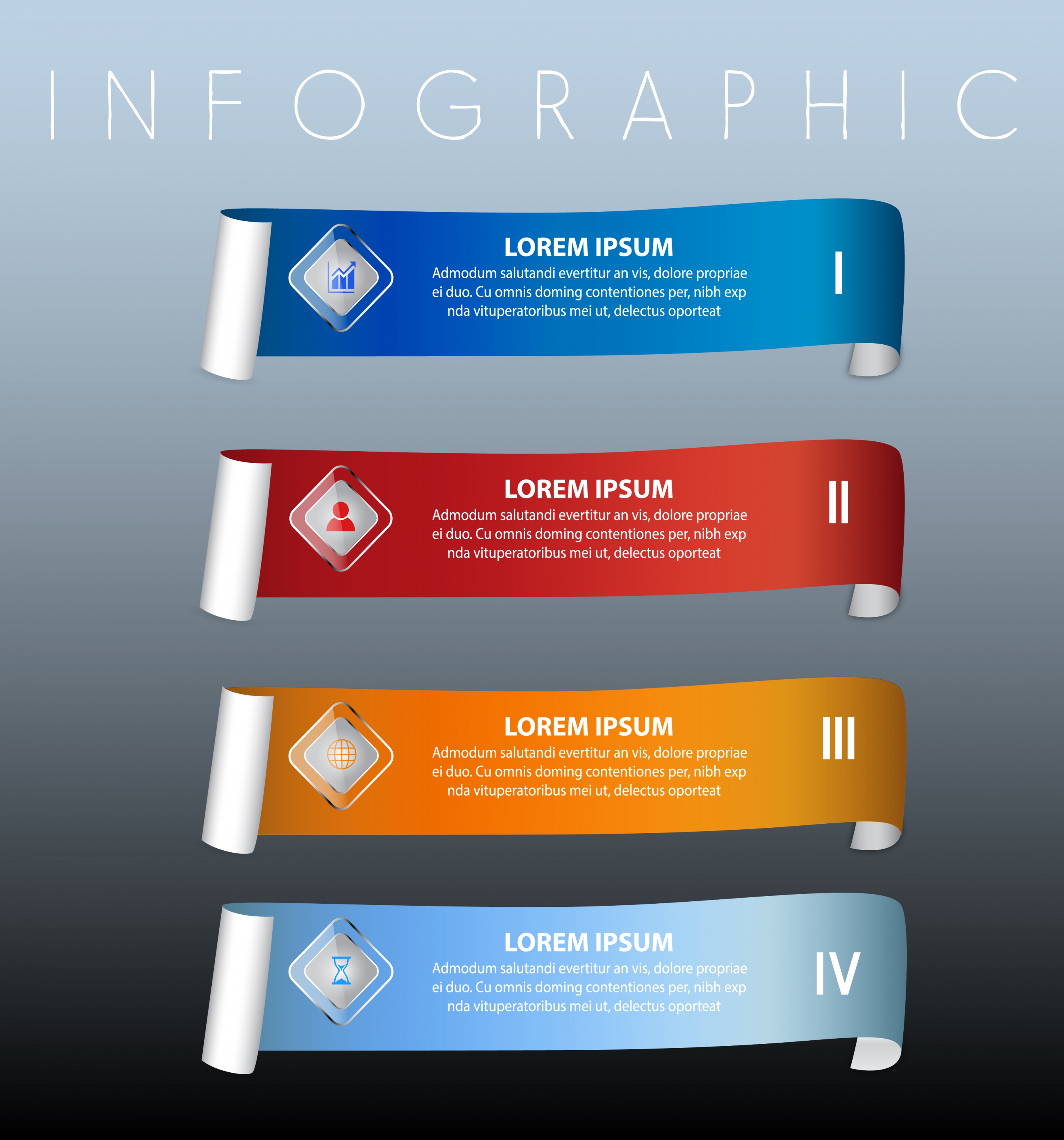 infographic design elements multicolored horizontal roll decor