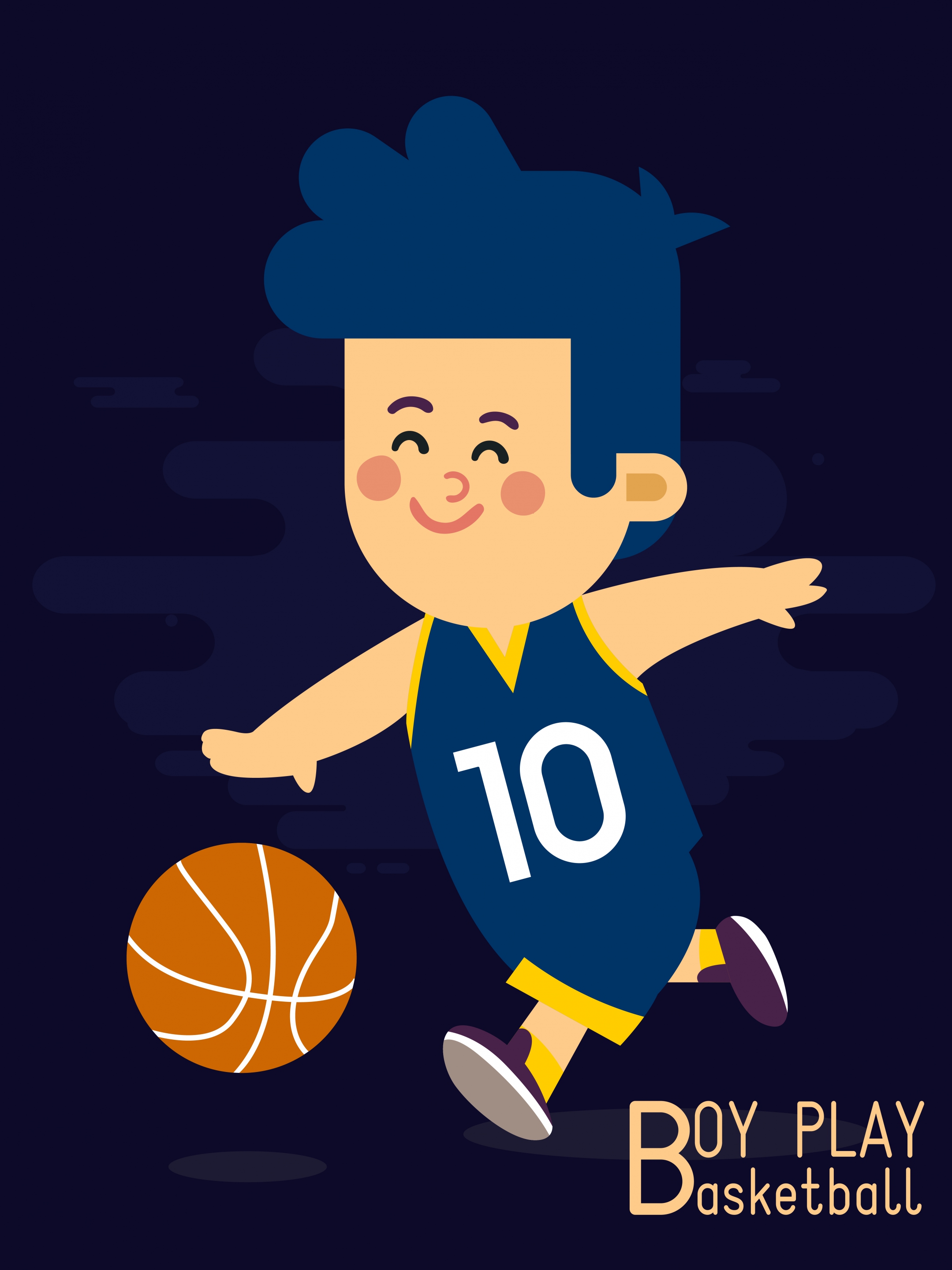 childhood drawing boy play basketball icon colored cartoon