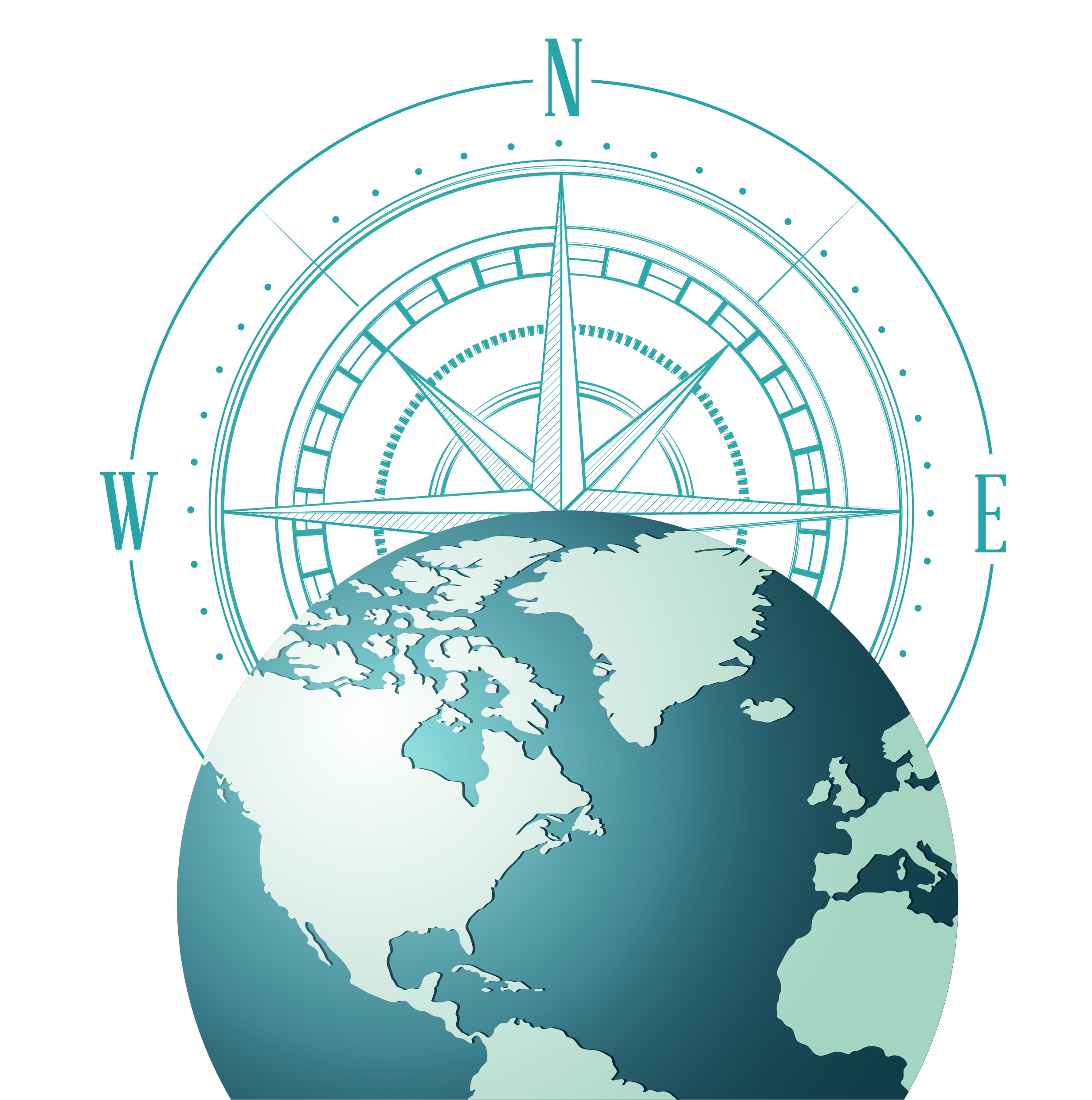 navigation background compass earth icons flat design