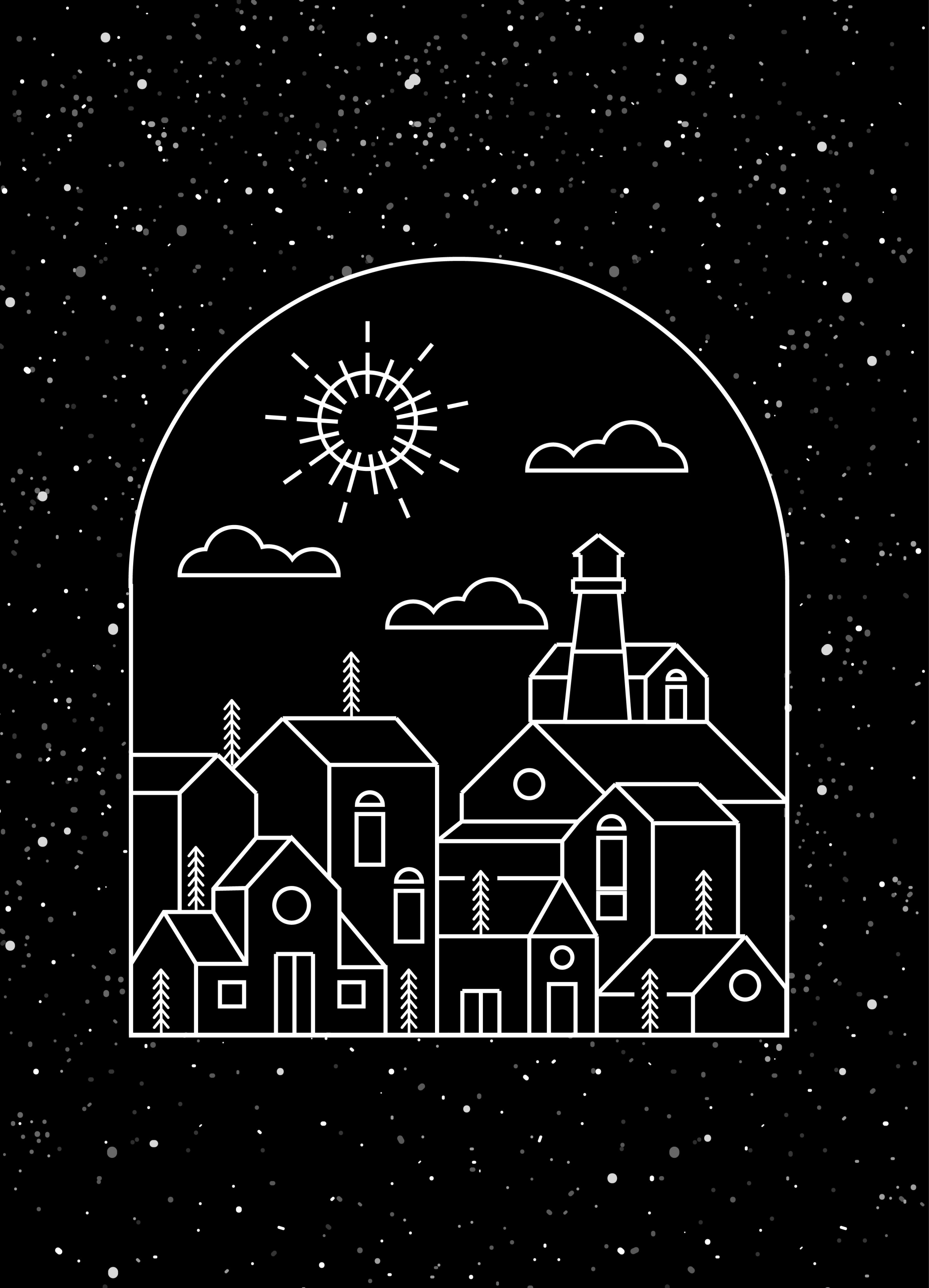 town background dark design geometric sketch