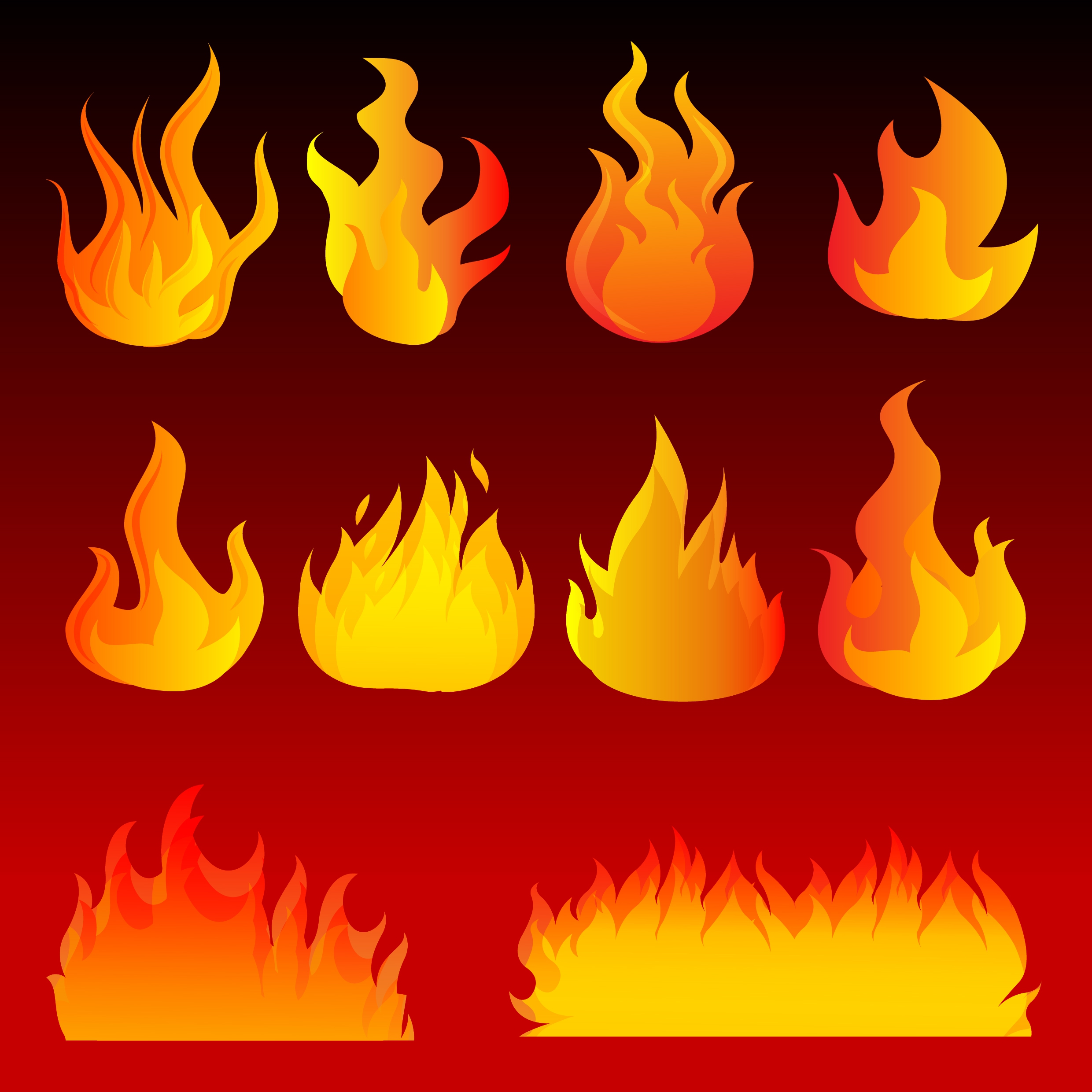 flame icons collection red design various shapes