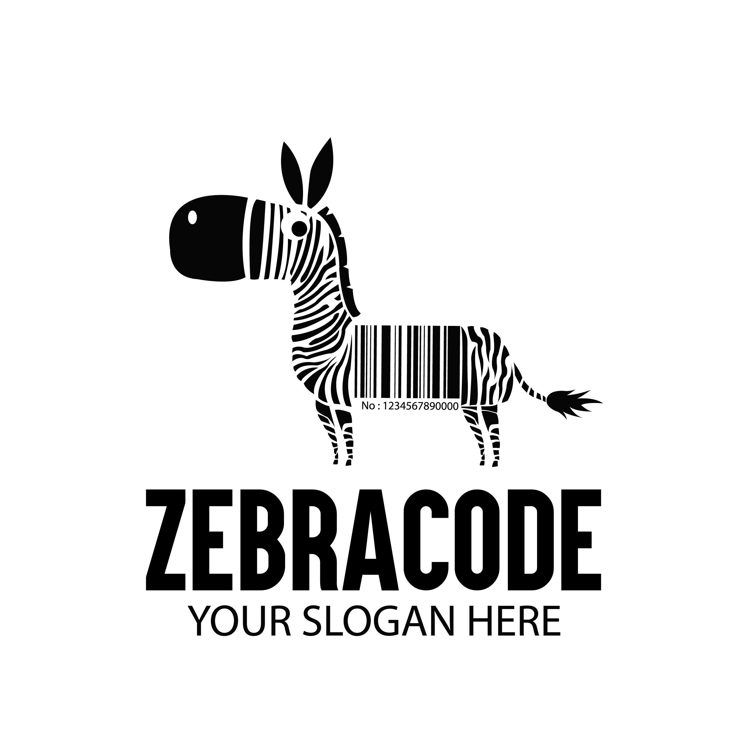 zebra code banner funny design black white flat