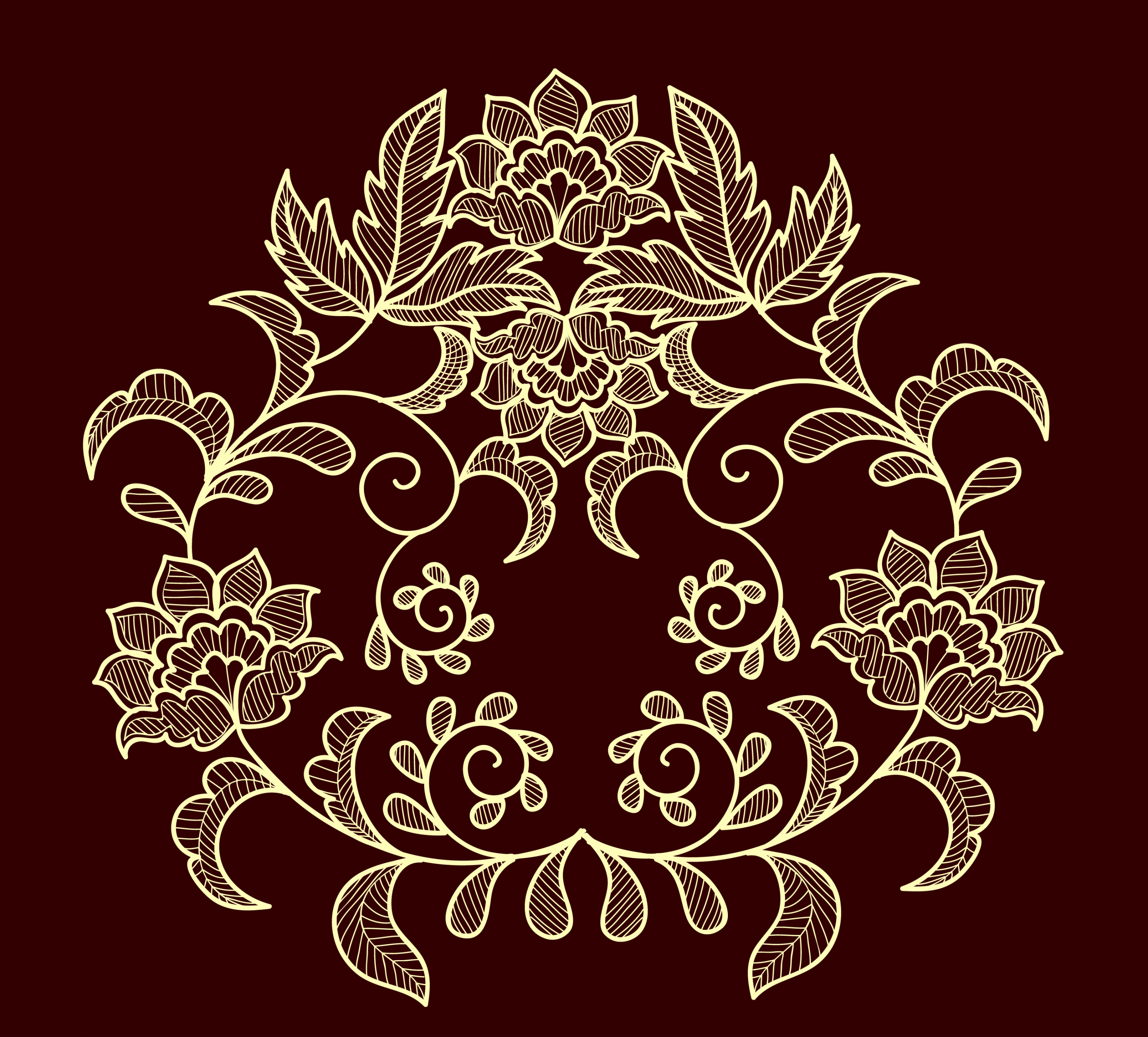 flowers background dark brown design classical symmetry