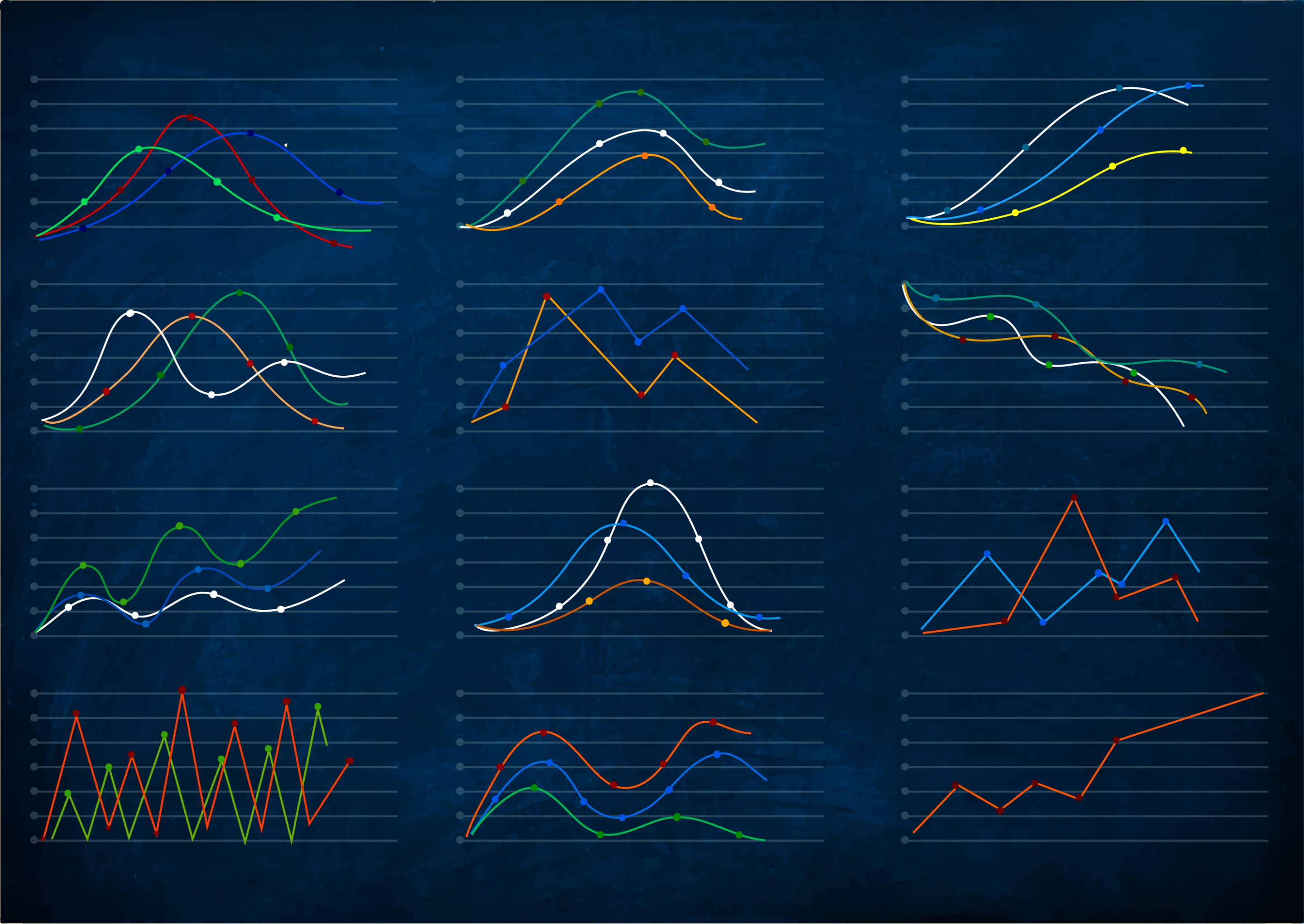 line chart templates flat dark design