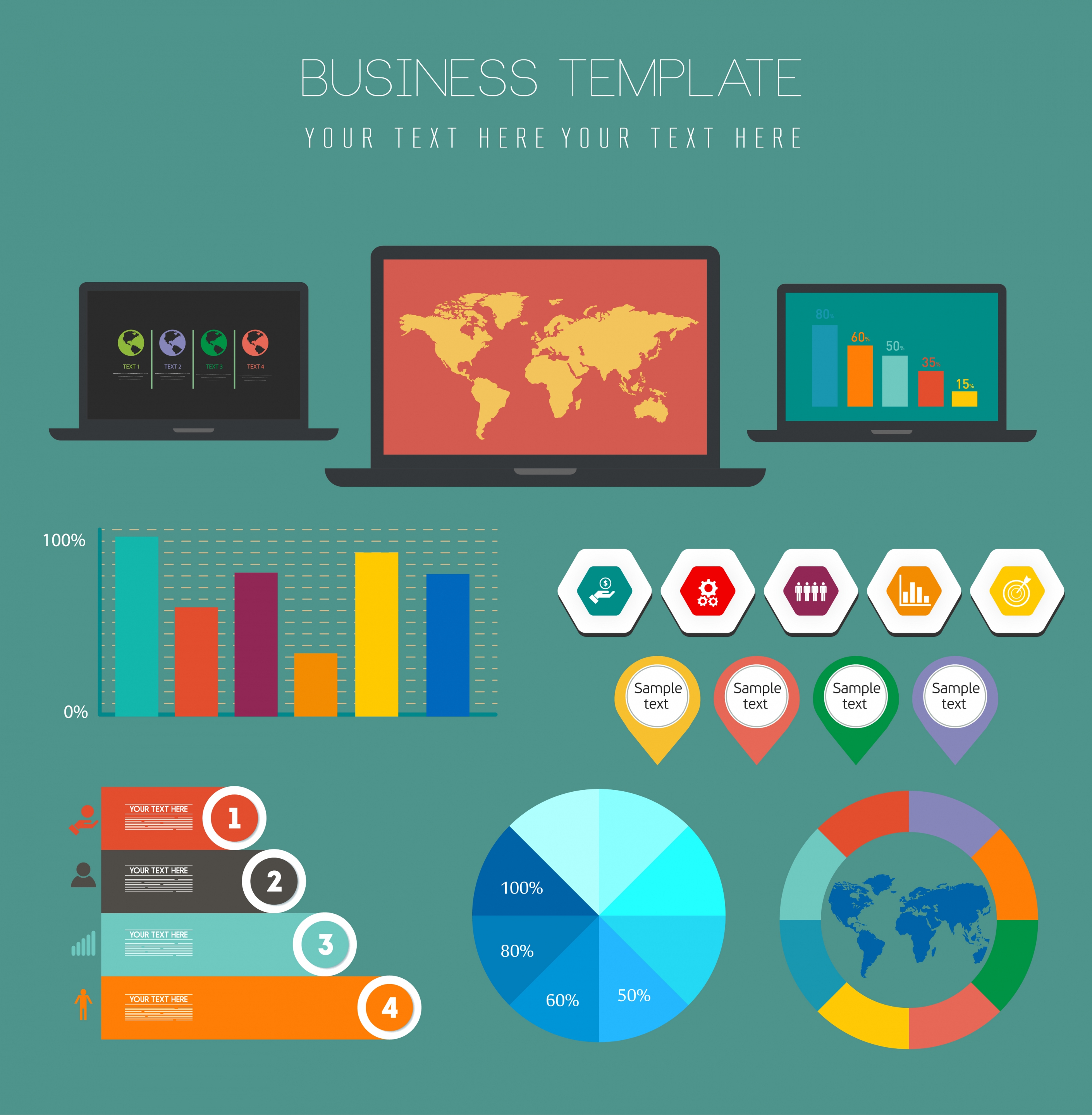 business graph design elements multicolored flat shapes