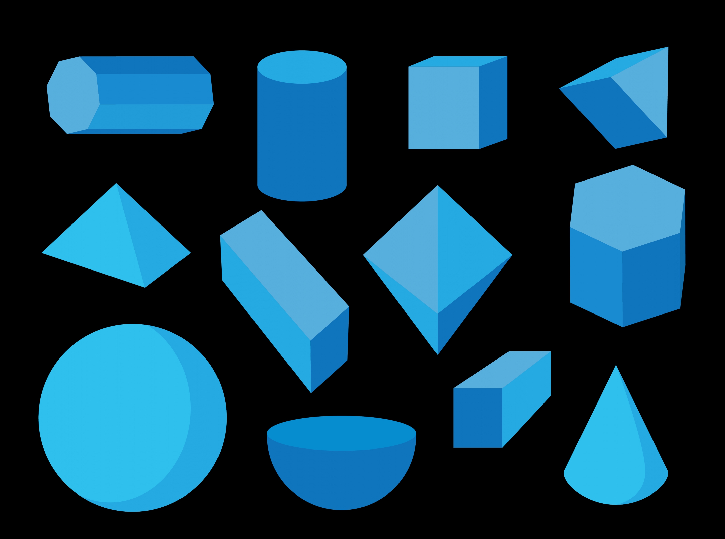 geometric objects collection 3d blue design