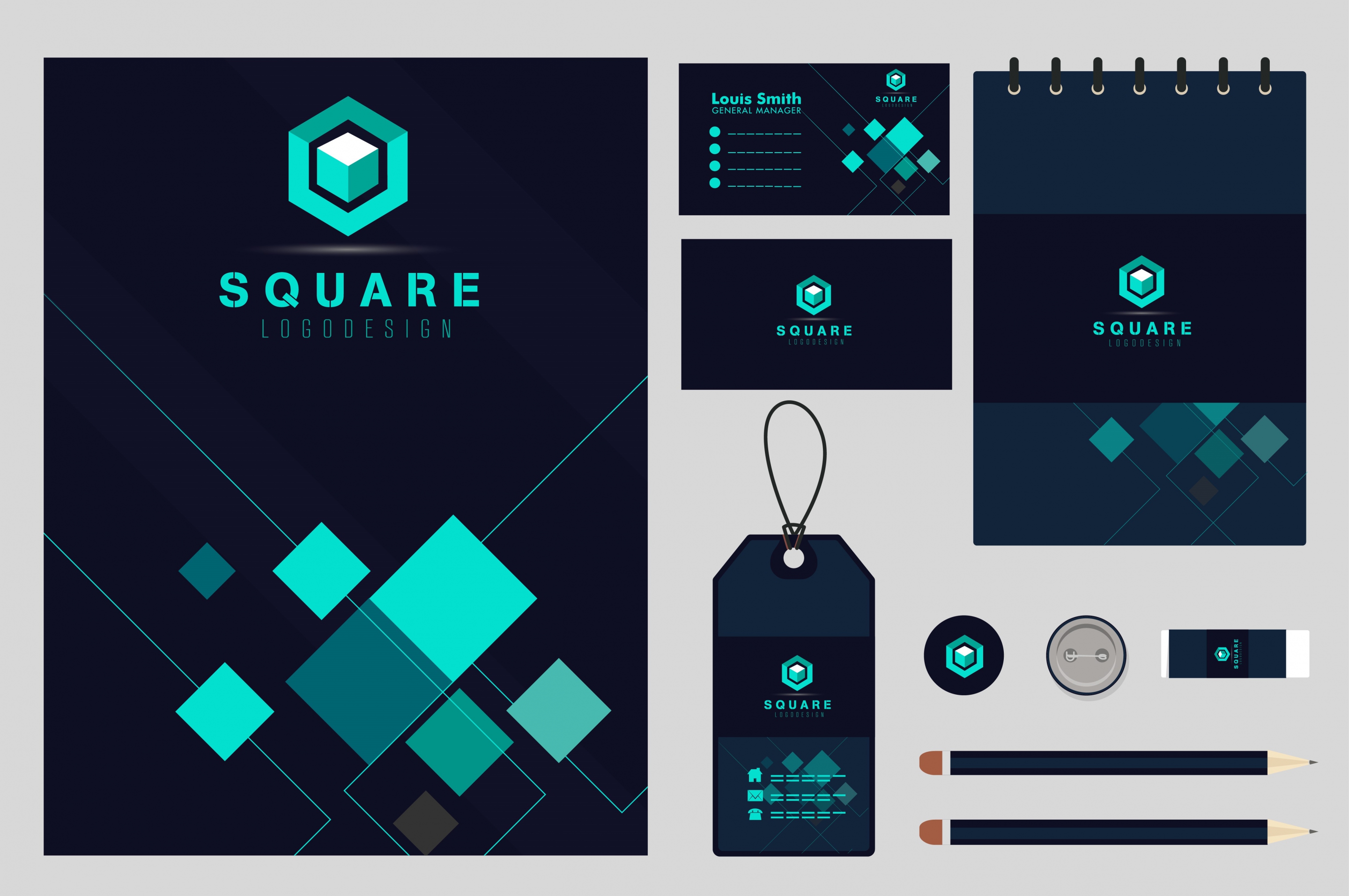 business identity sets dark green squares decor