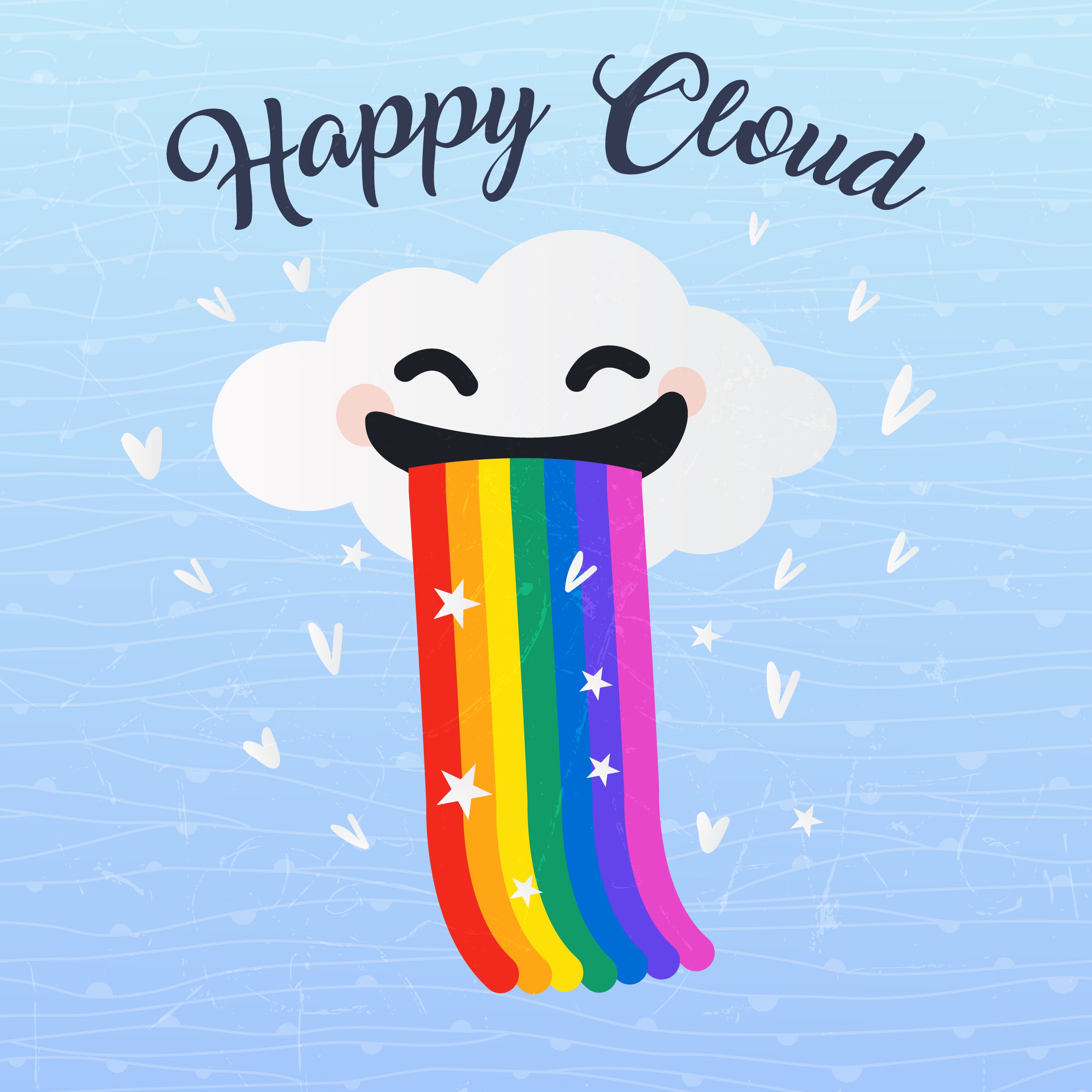 cloud background cute stylized design rainbow decoration