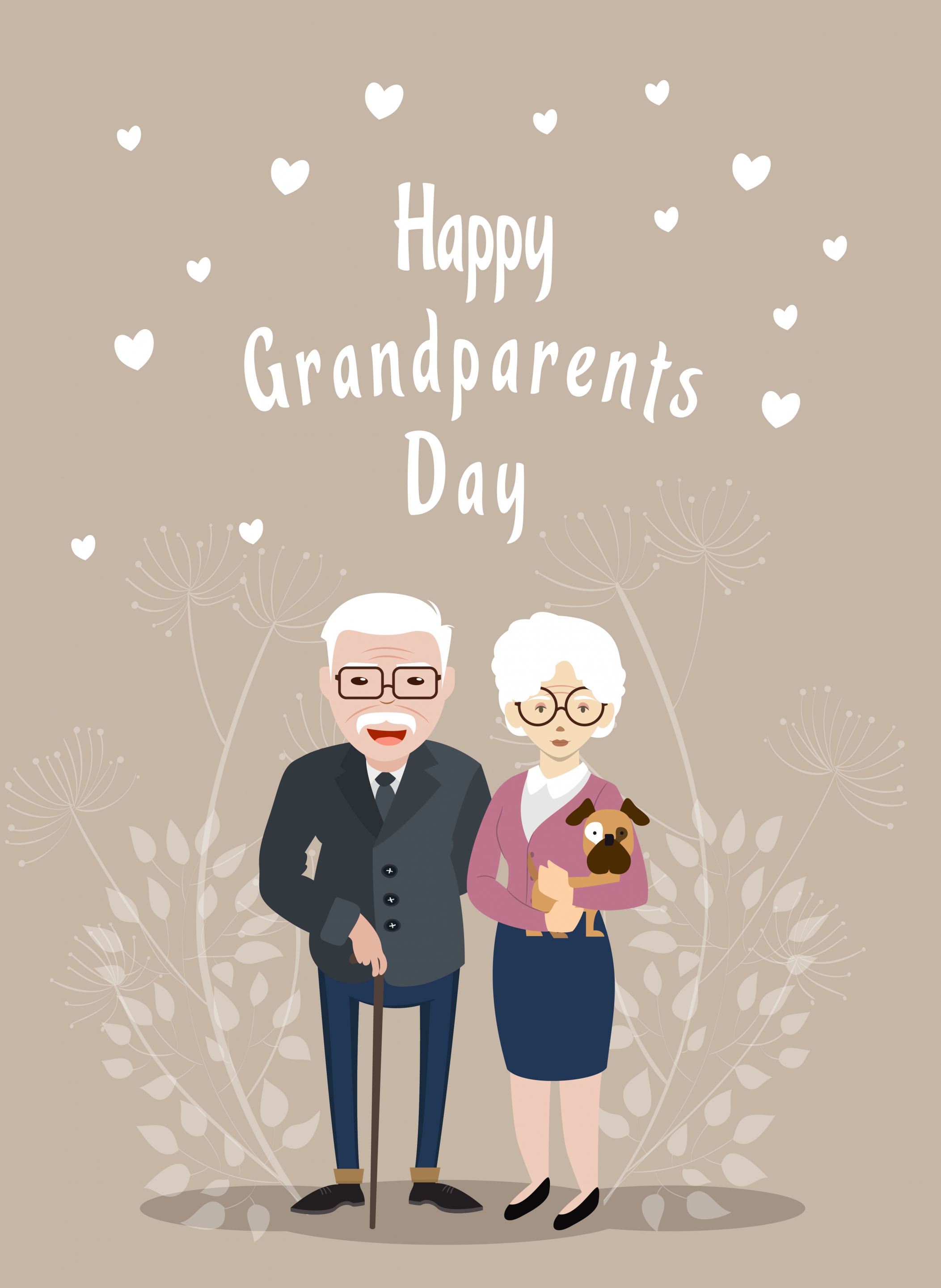 grandparents day banner old couple icon