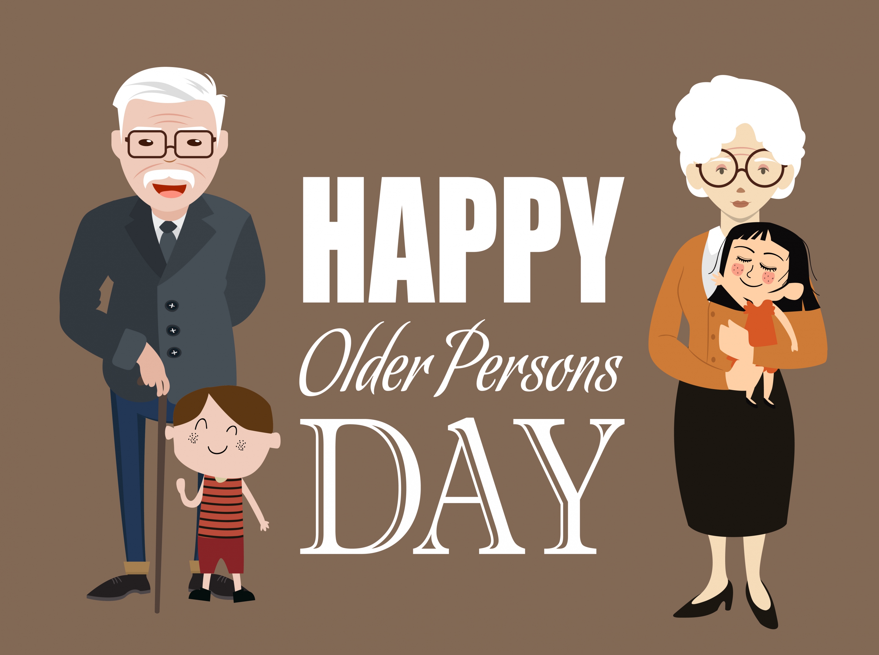 older persons day banner adult infant icons