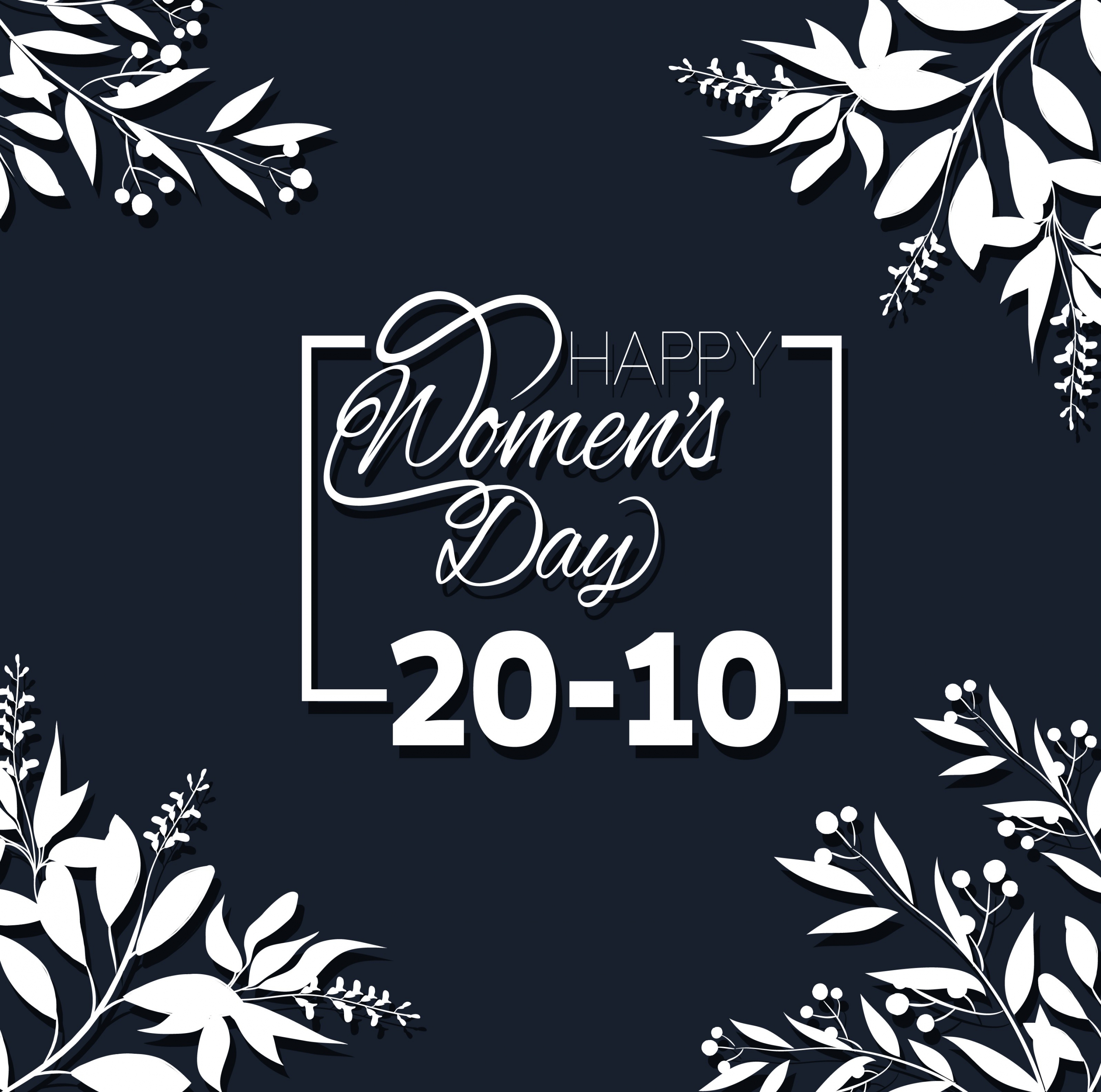 women day banner black white flowers calligraphic design