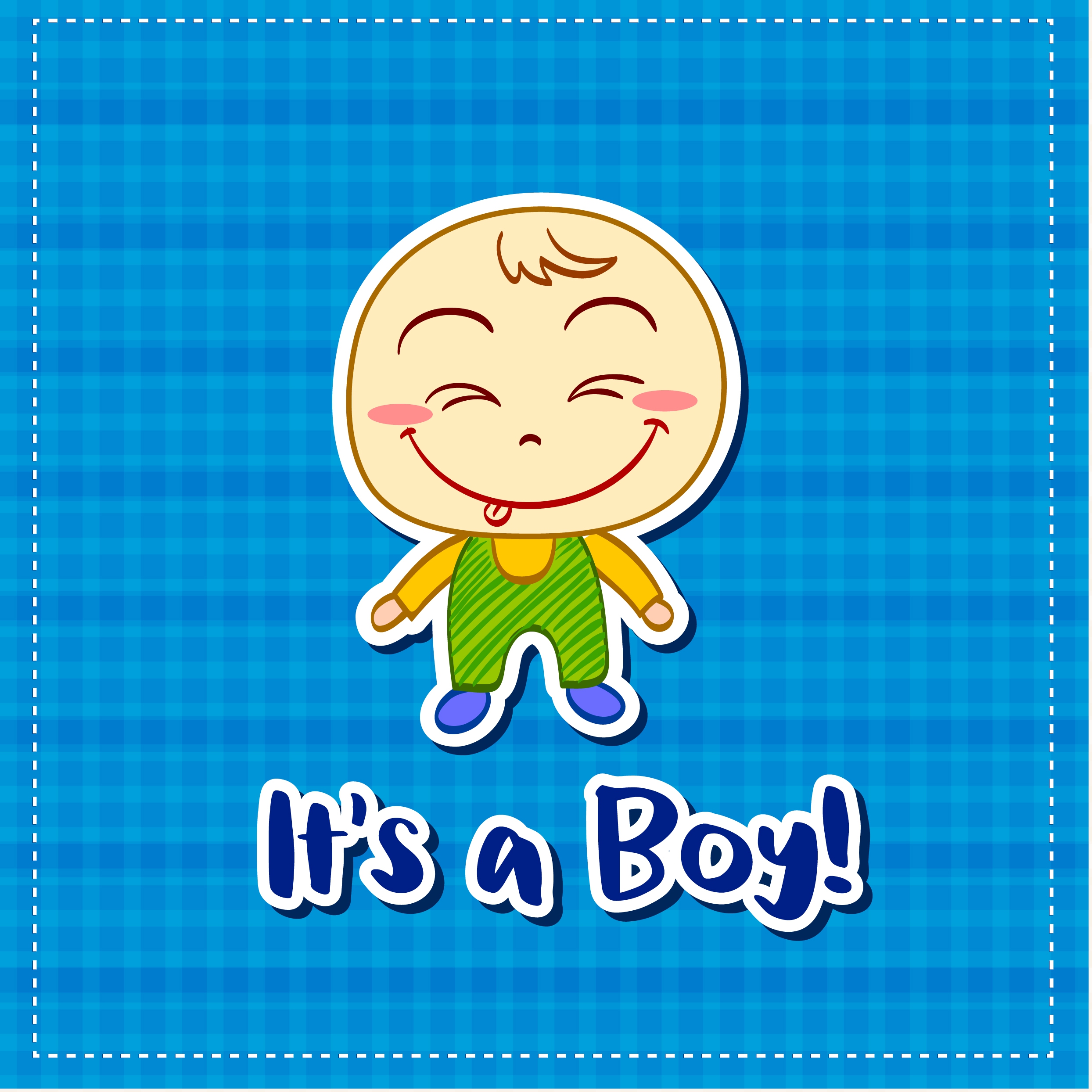 shower card template cute boy icon handdrawn design