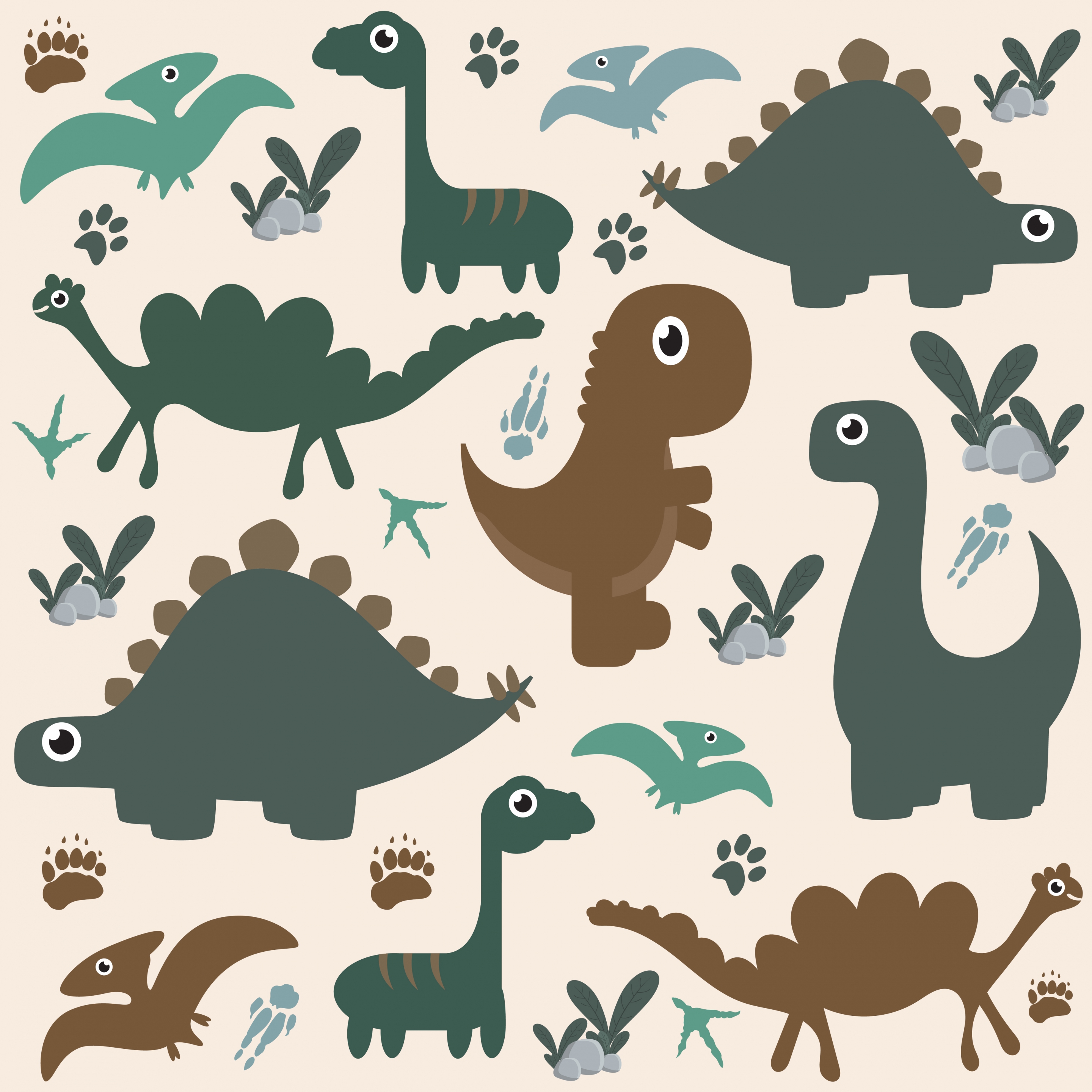 dinosaur background flat icons colored cartoon design