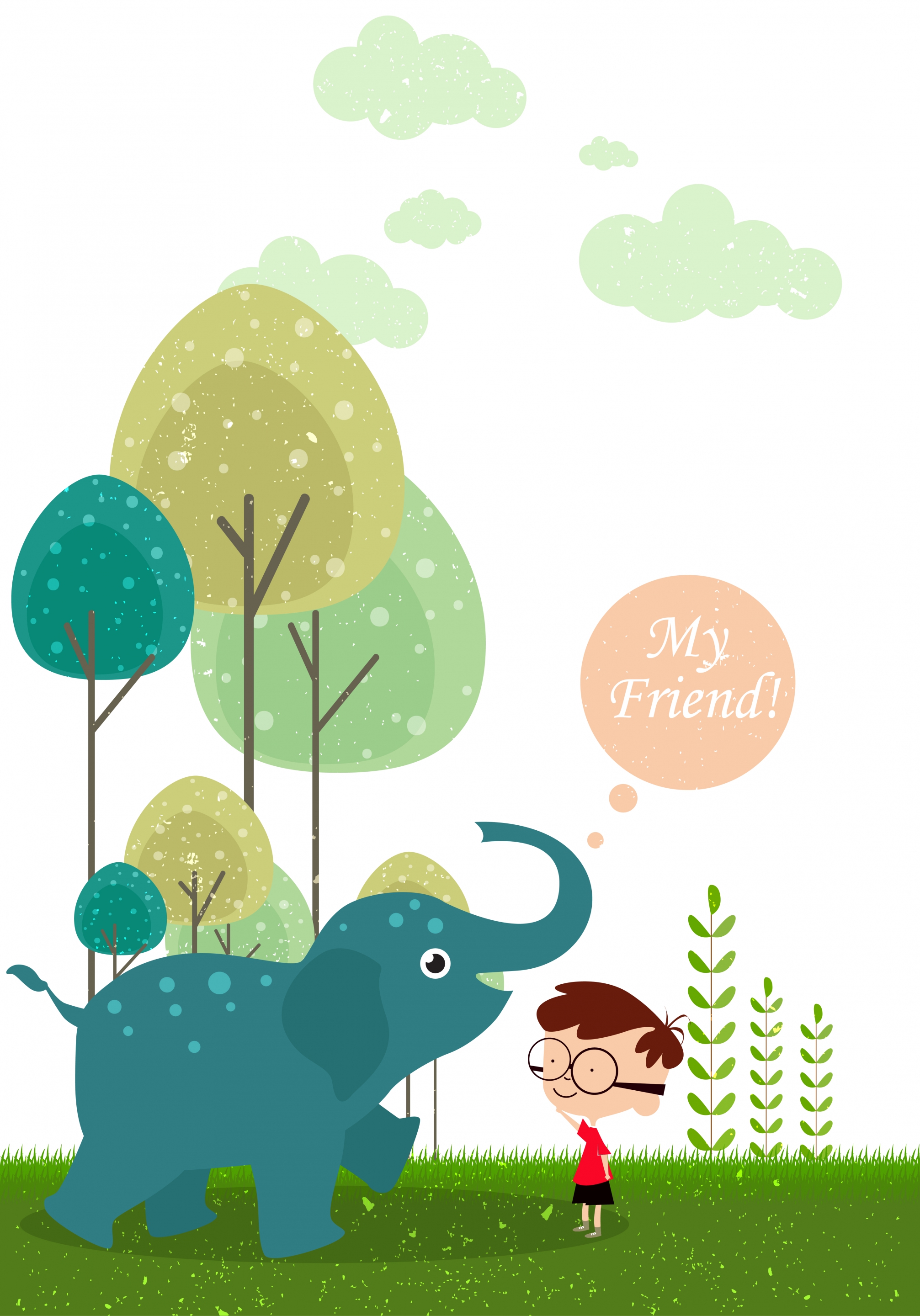 childhood background baby elephant boy icons cartoon design