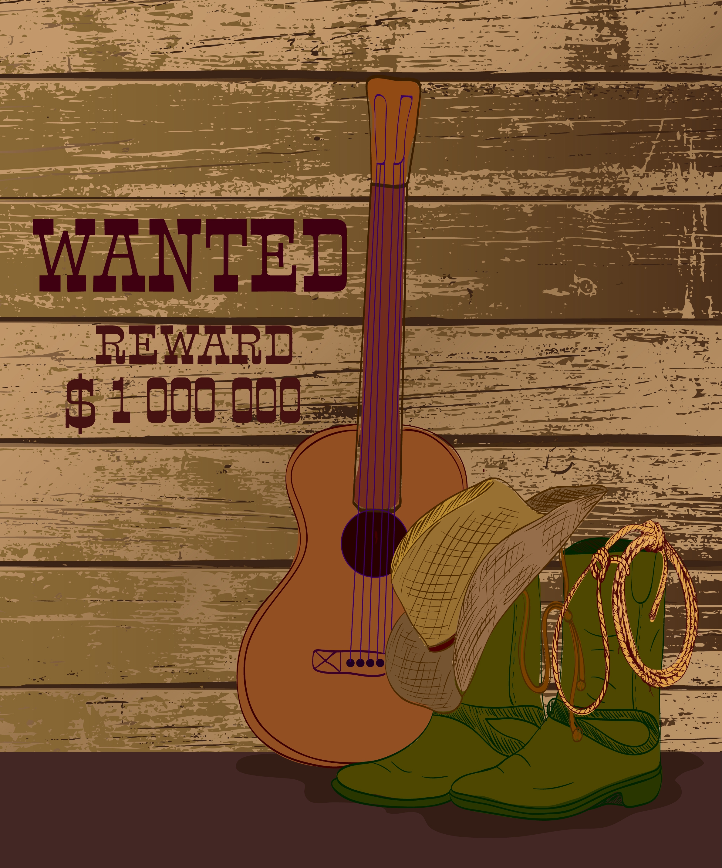 wanted banner cowboy design elements grunge retro design