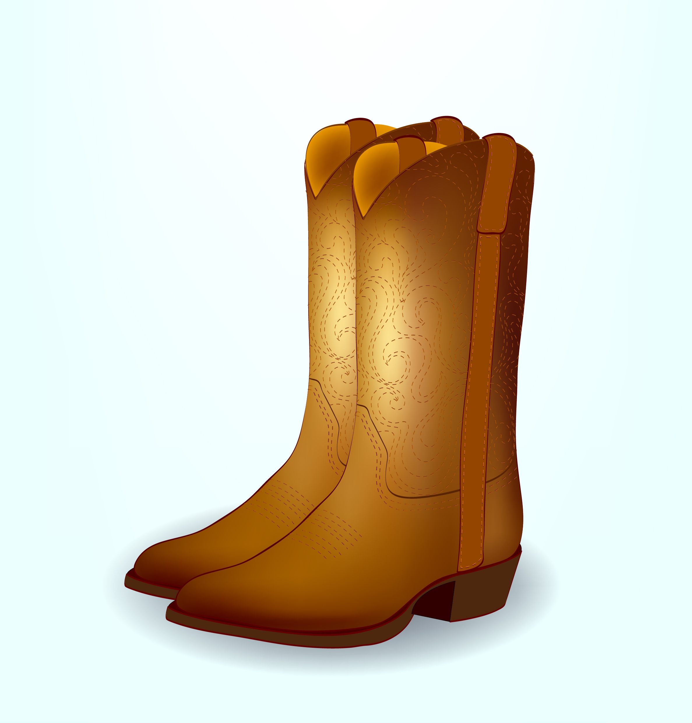 cowboy boots icons shiny brown design