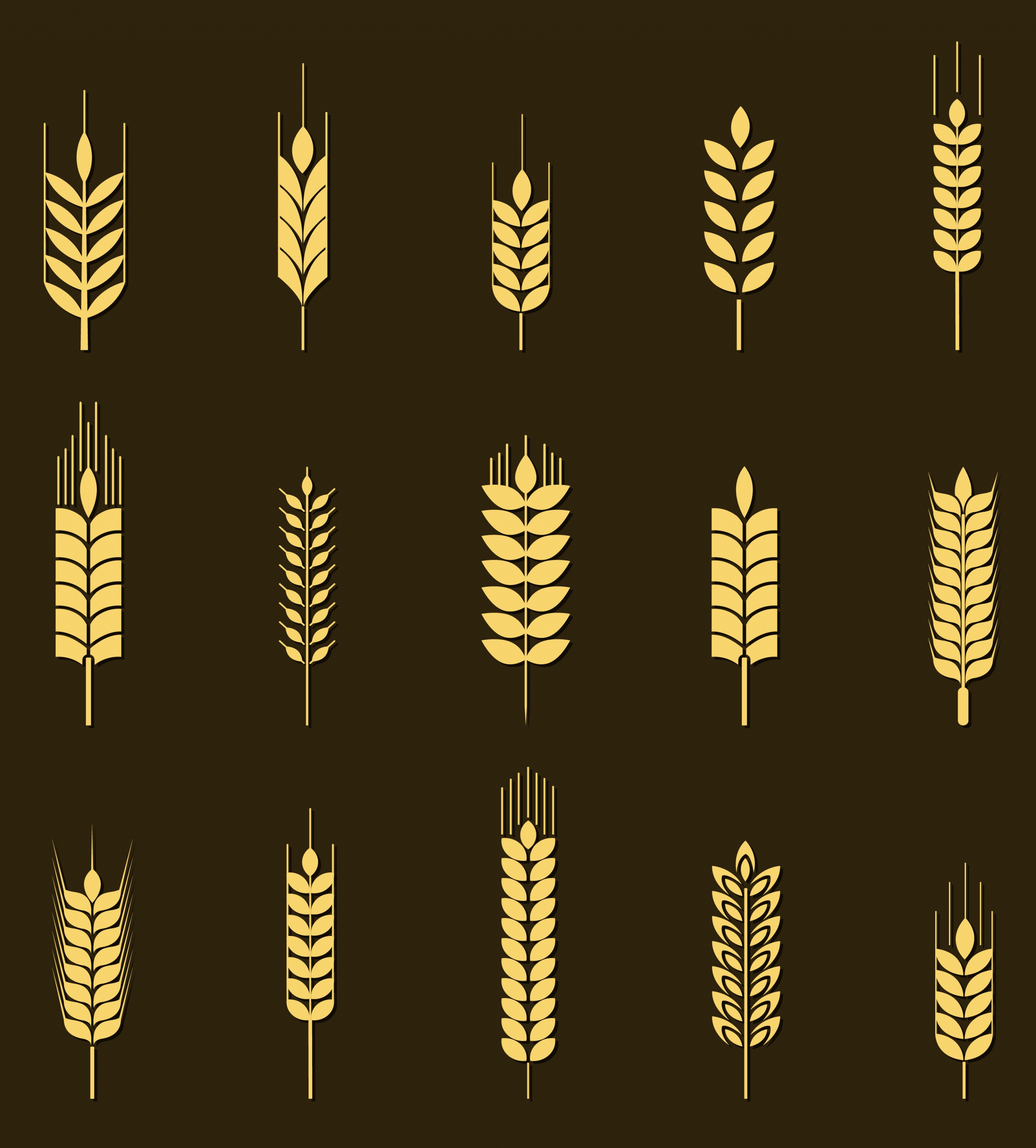 barley background yellow icons isolation