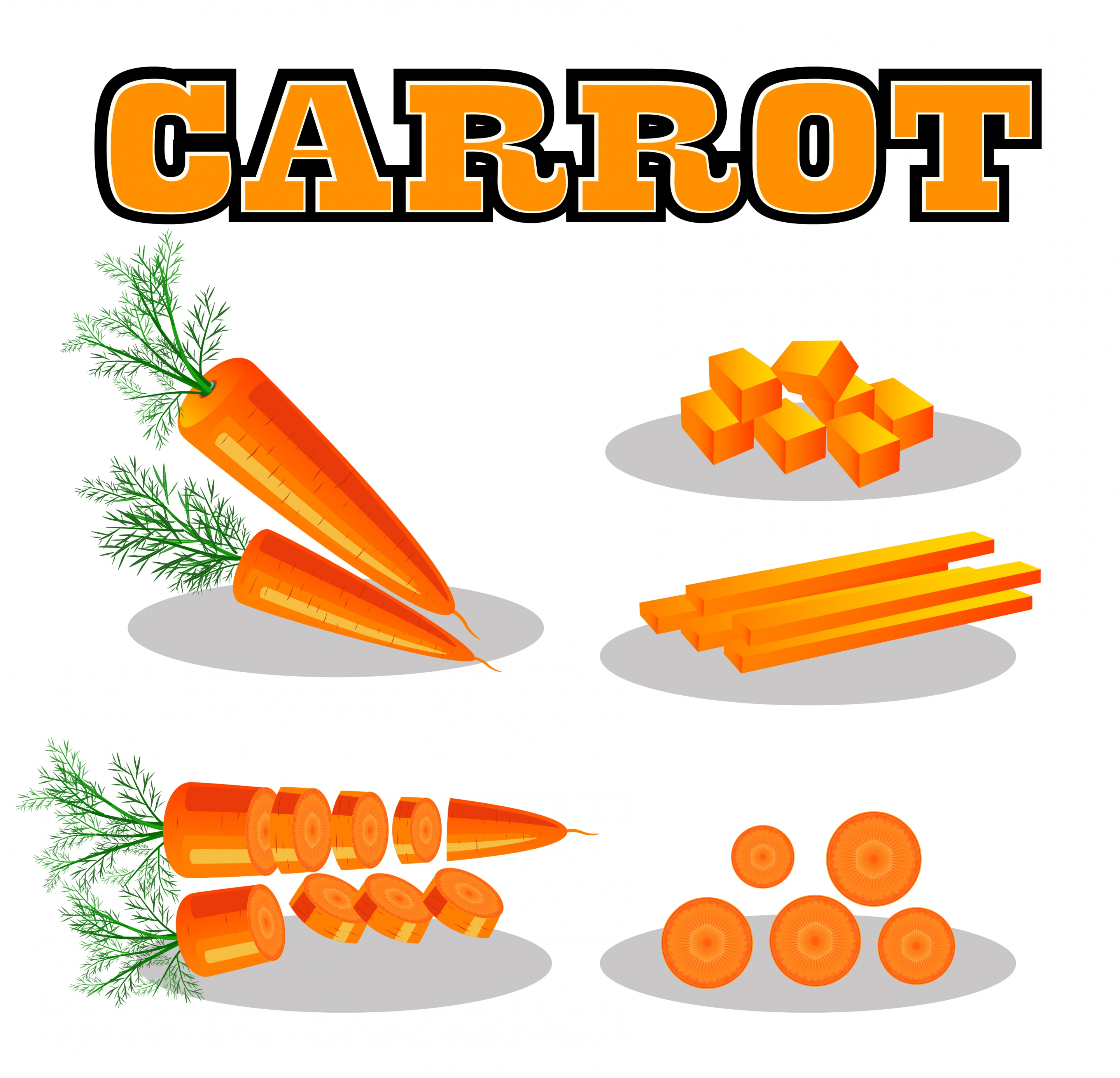 carrot decorative icons 3d orange design