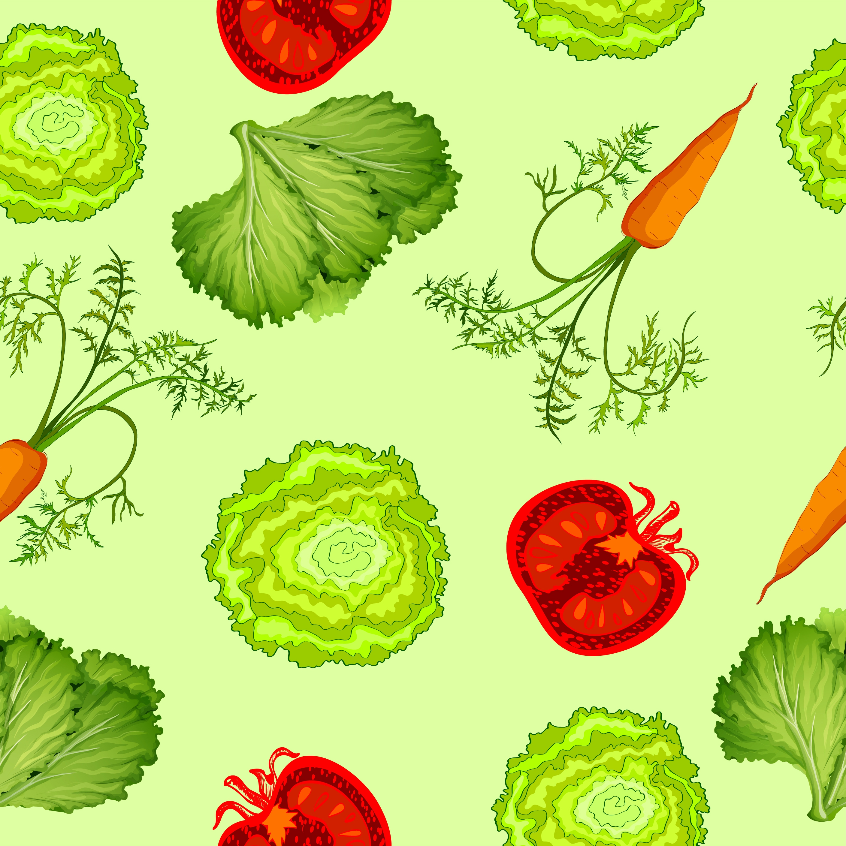 vegetables background salad carrot pomegranate icons repeating design