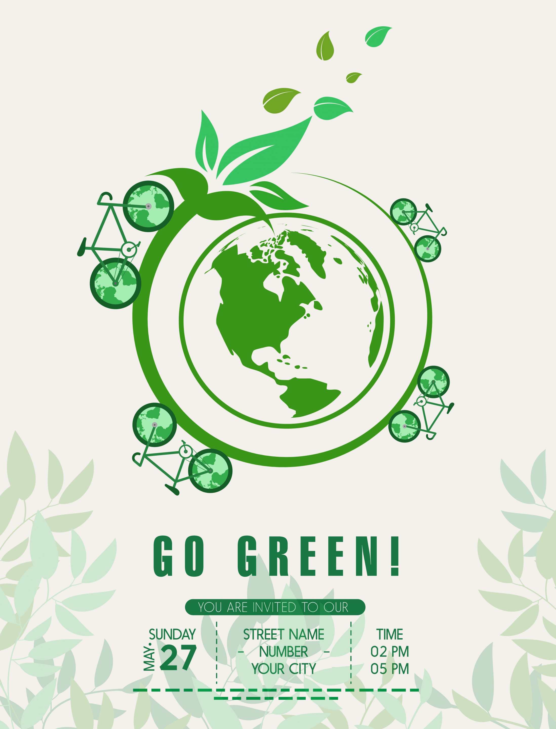 ecology poster green globe icon decoration