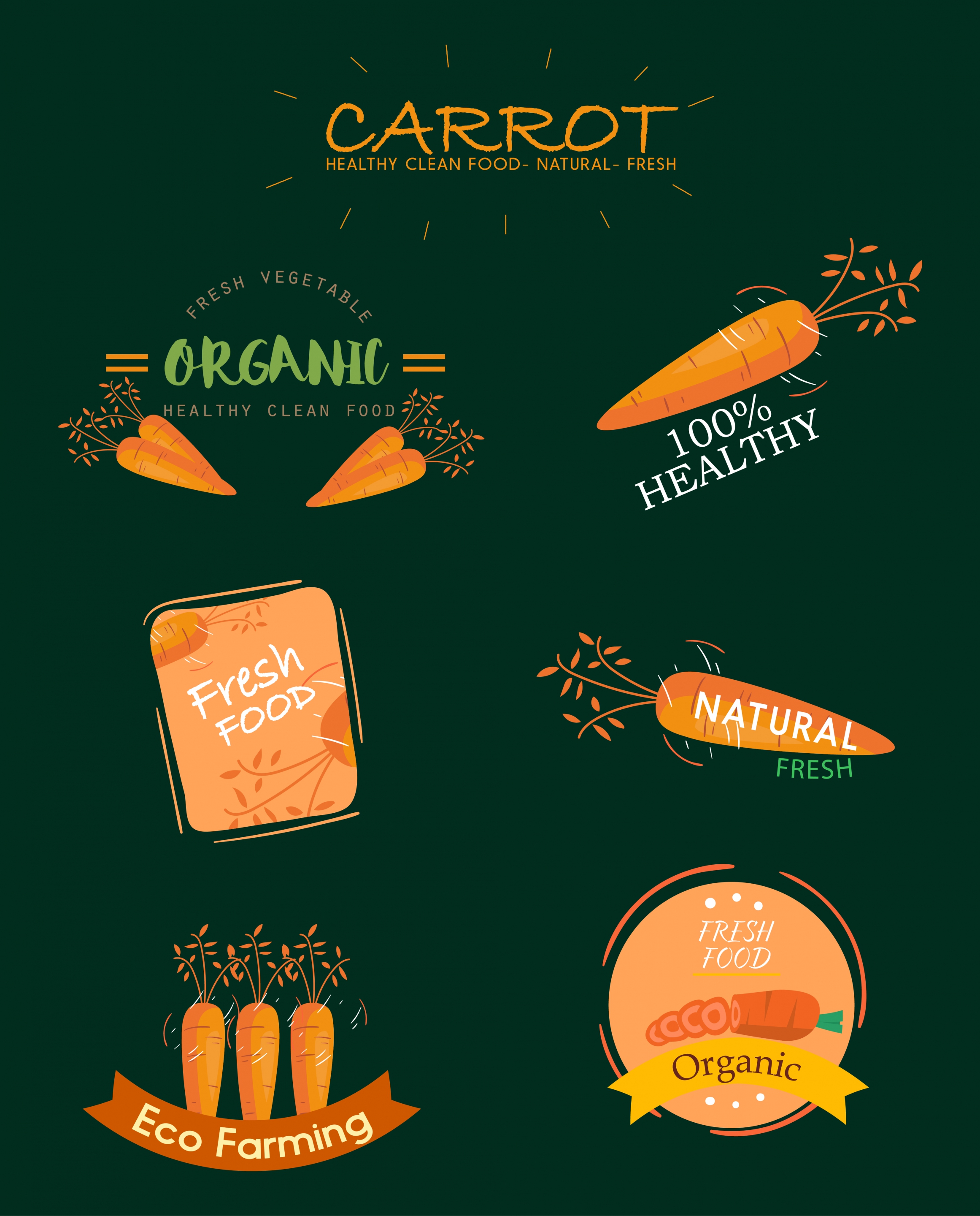 carrot logotypes collection various shapes isolation