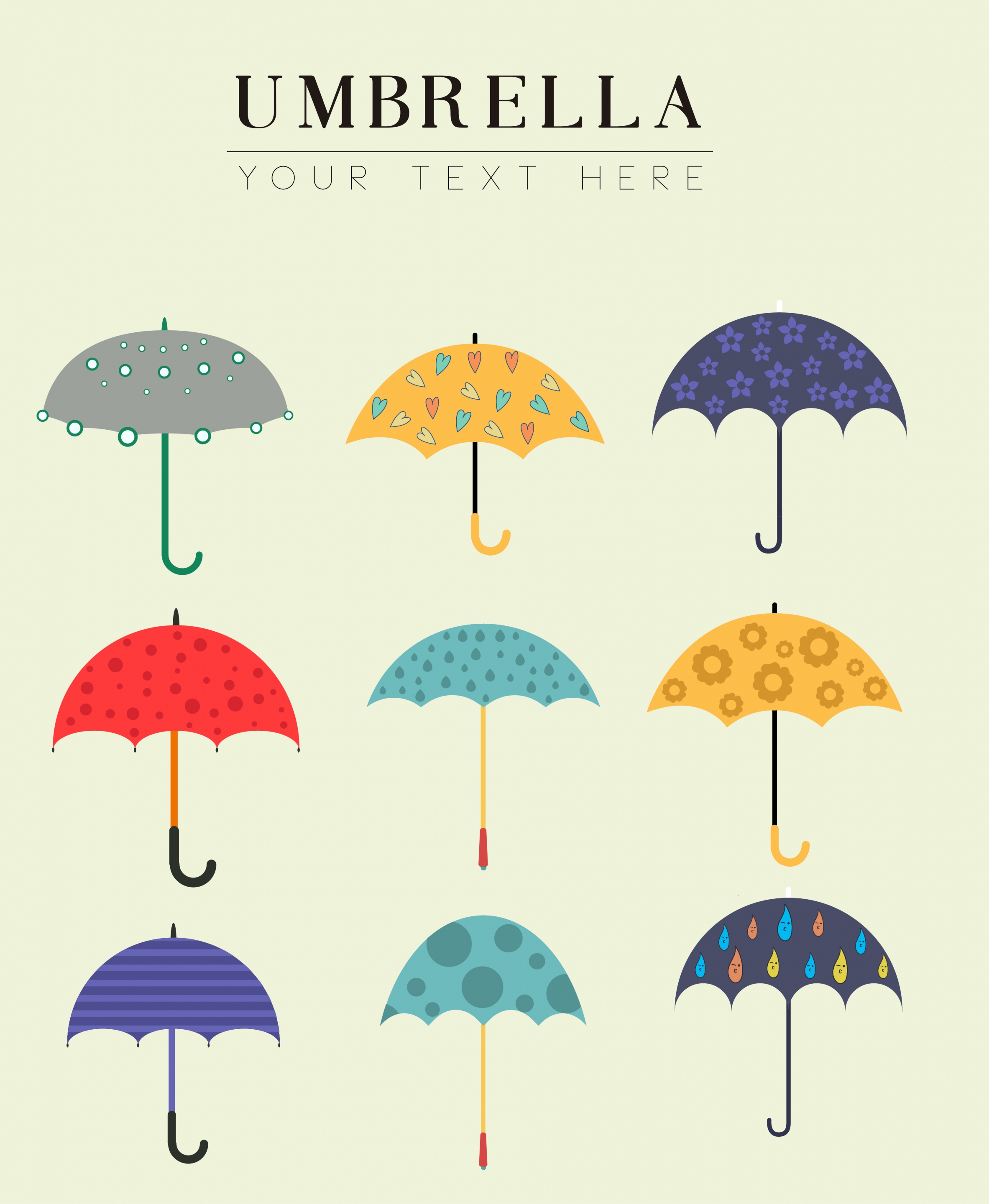 umbrella icons collection various multicolored decoration