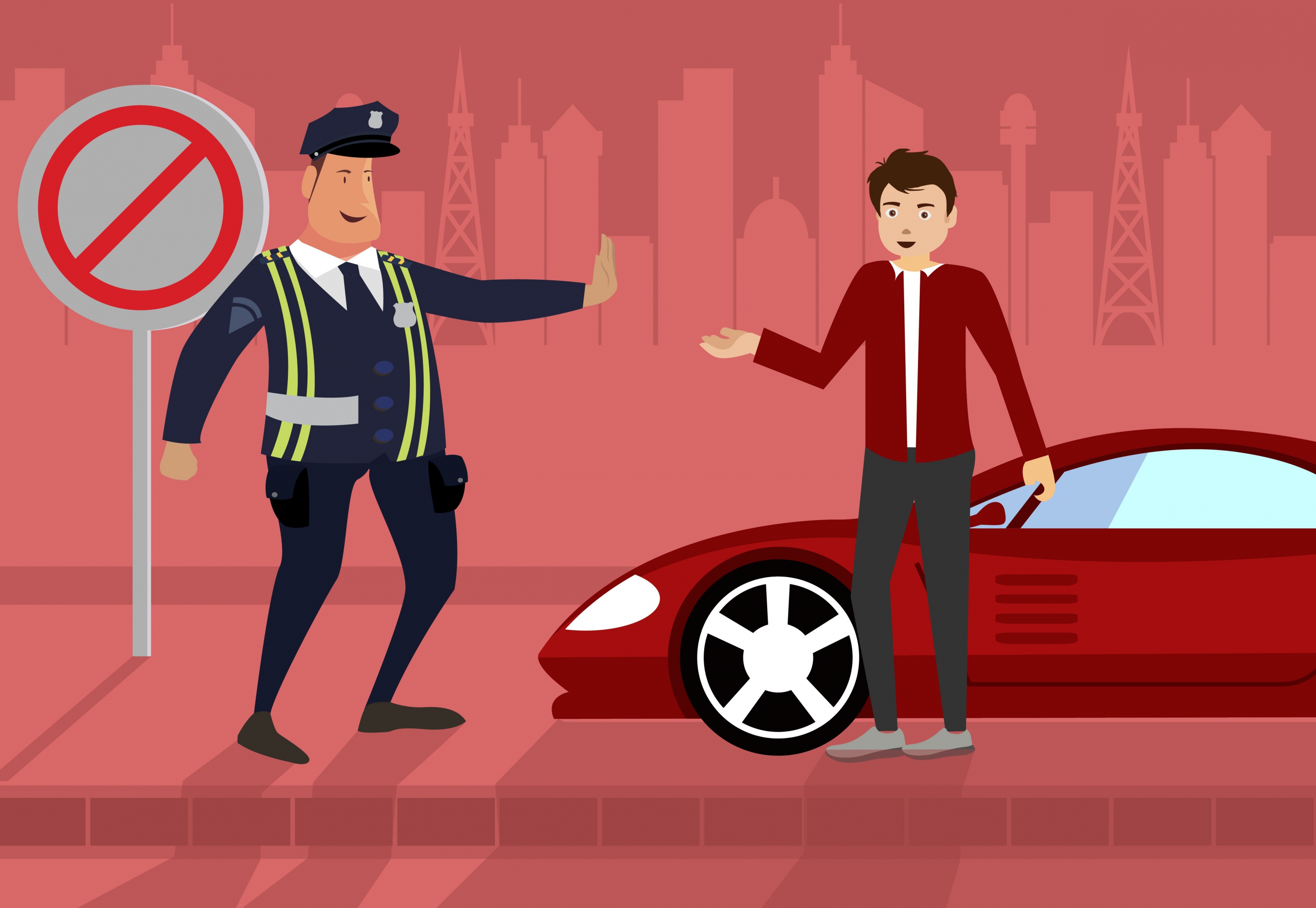 traffic police job drawing men icon colored cartoon