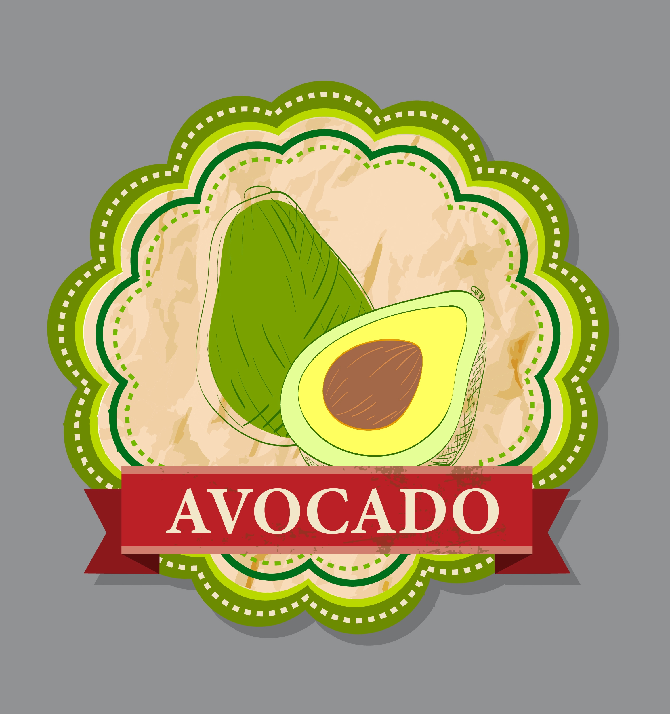 avocado logotype green circle sketch hand drawn style