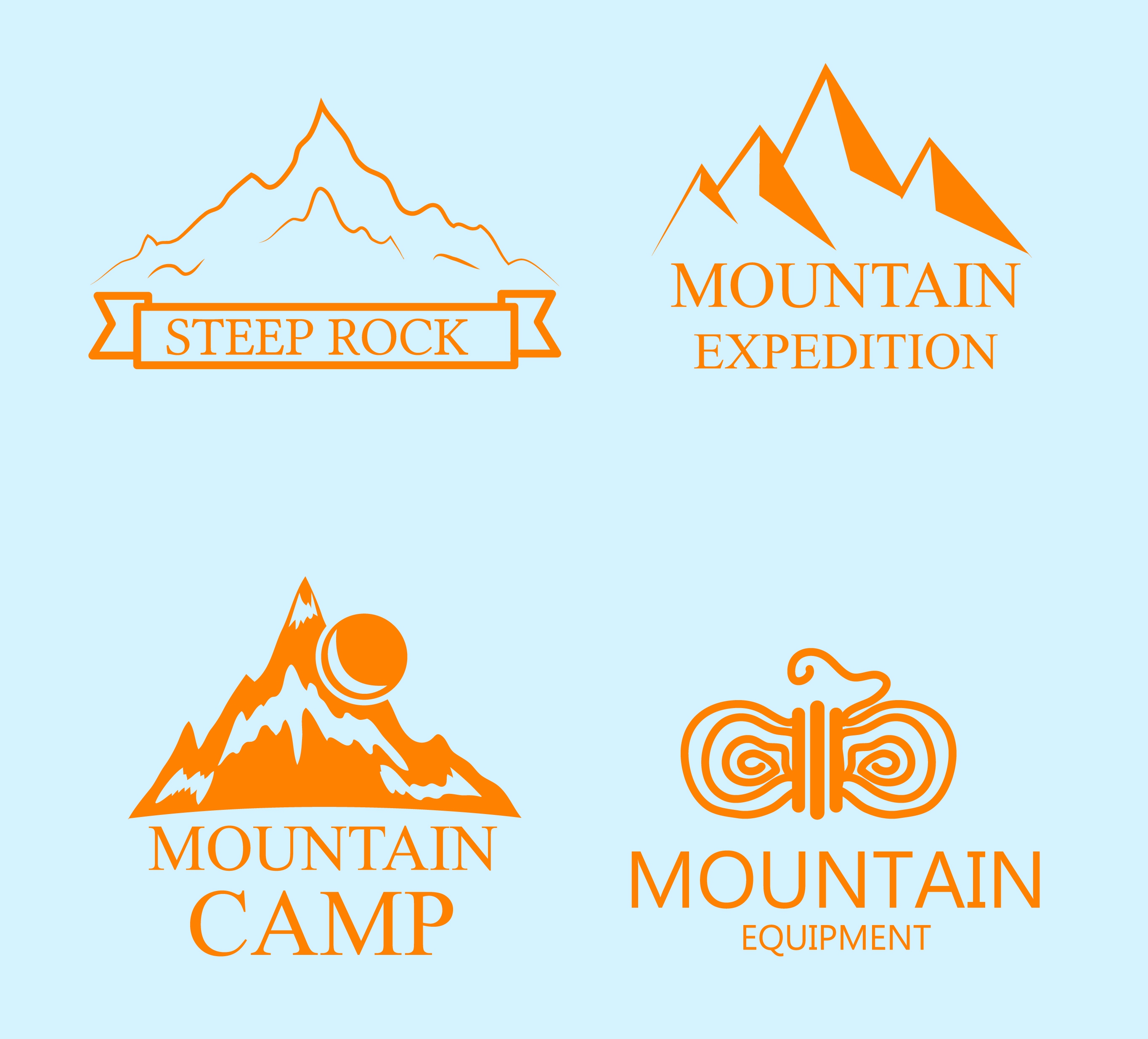 mountain logo collection various colored sketch