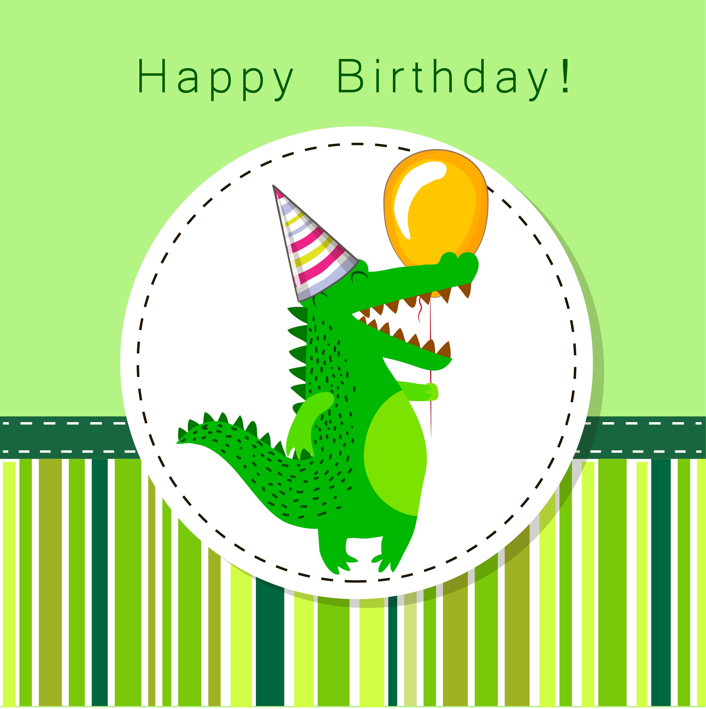 birthday banner green design stylized crocodile icon ornament