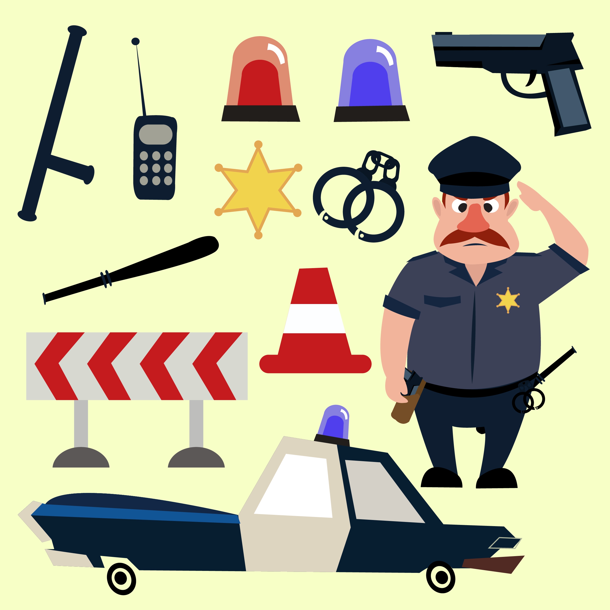 police design elements various colored icons