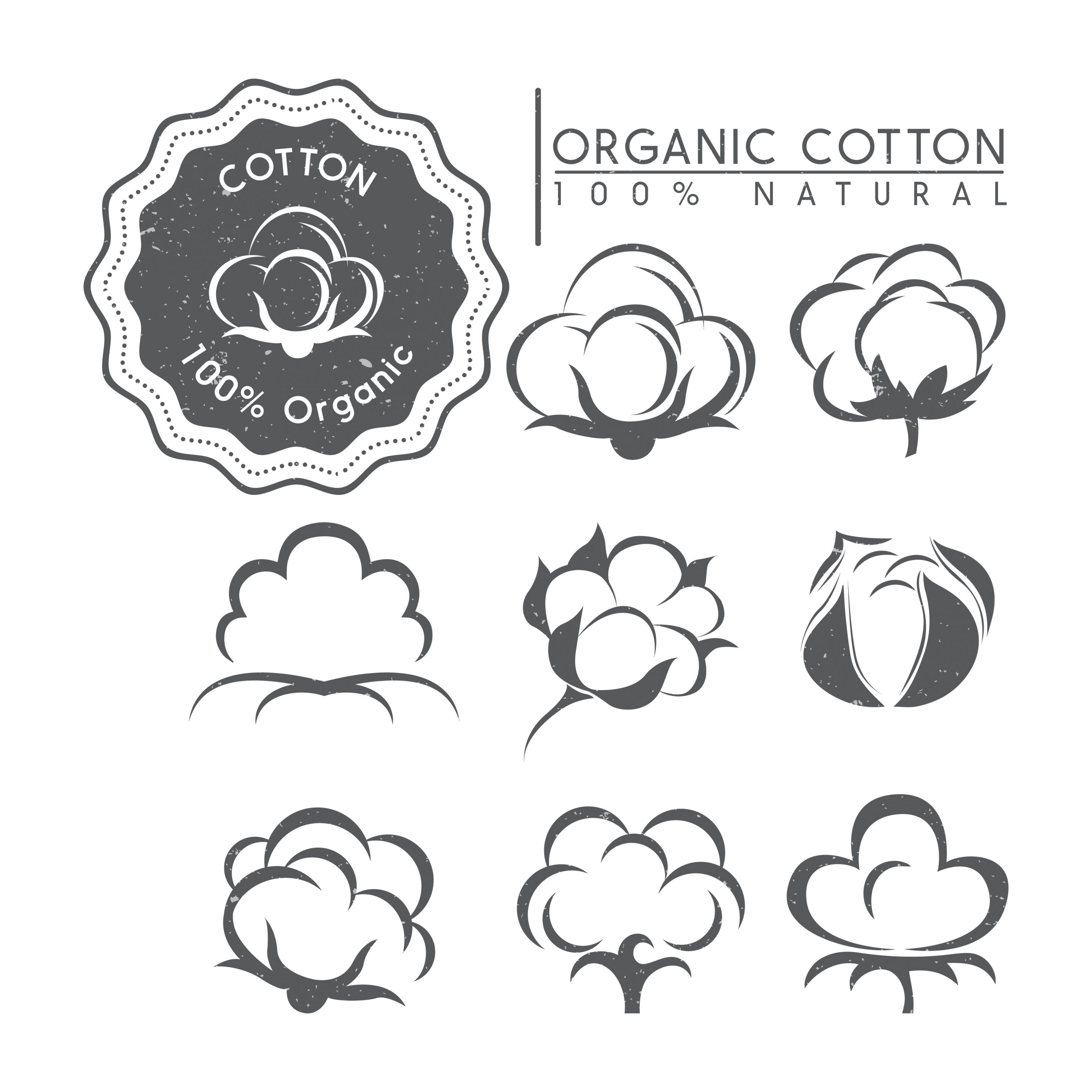 cotton tags design elements various retro flowers icons