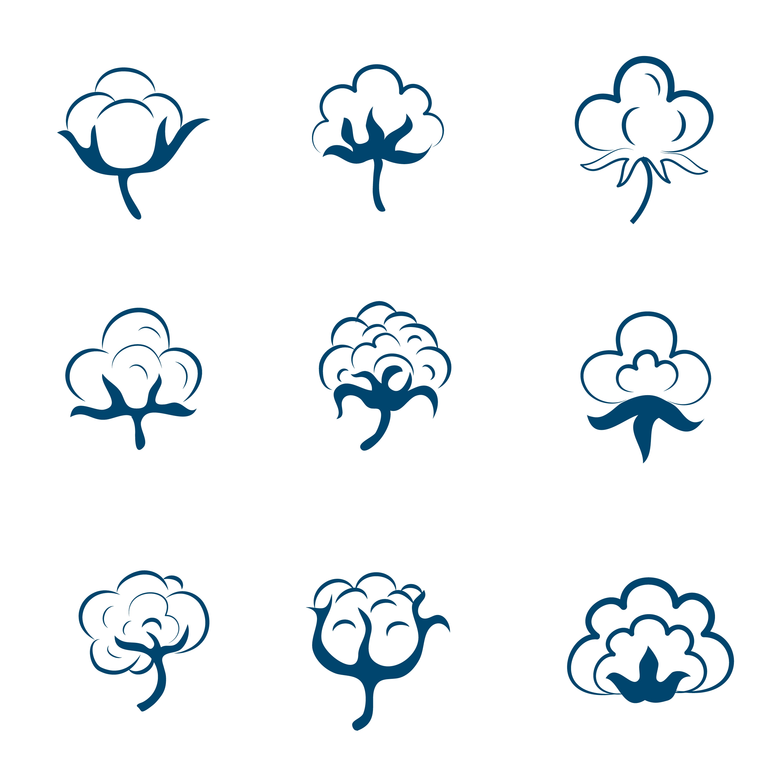 cotton flowers icons collection various shapes sketch