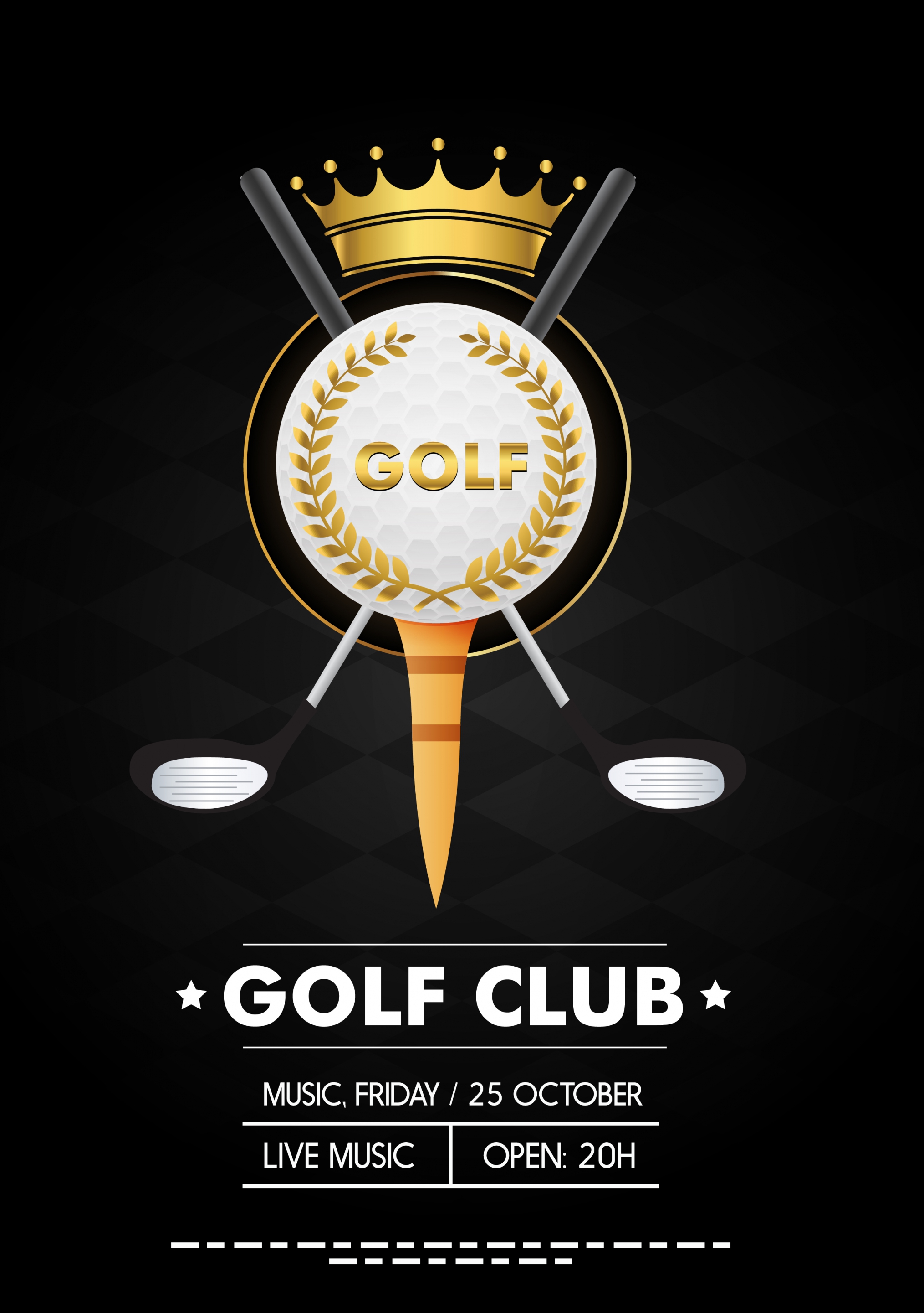 golf tournament banner dark elegant design crown icon