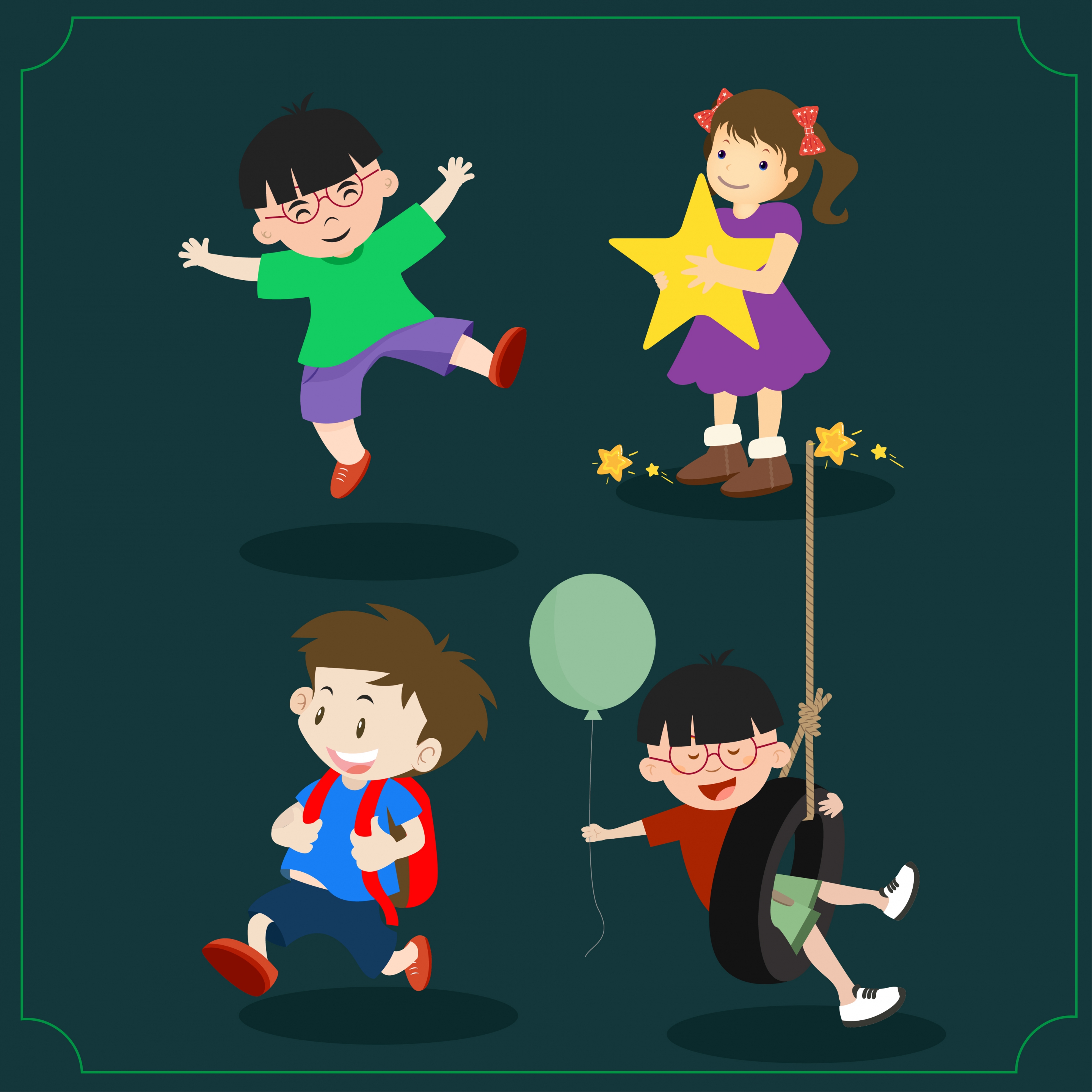 childhood symbols isolation various playful kids icons