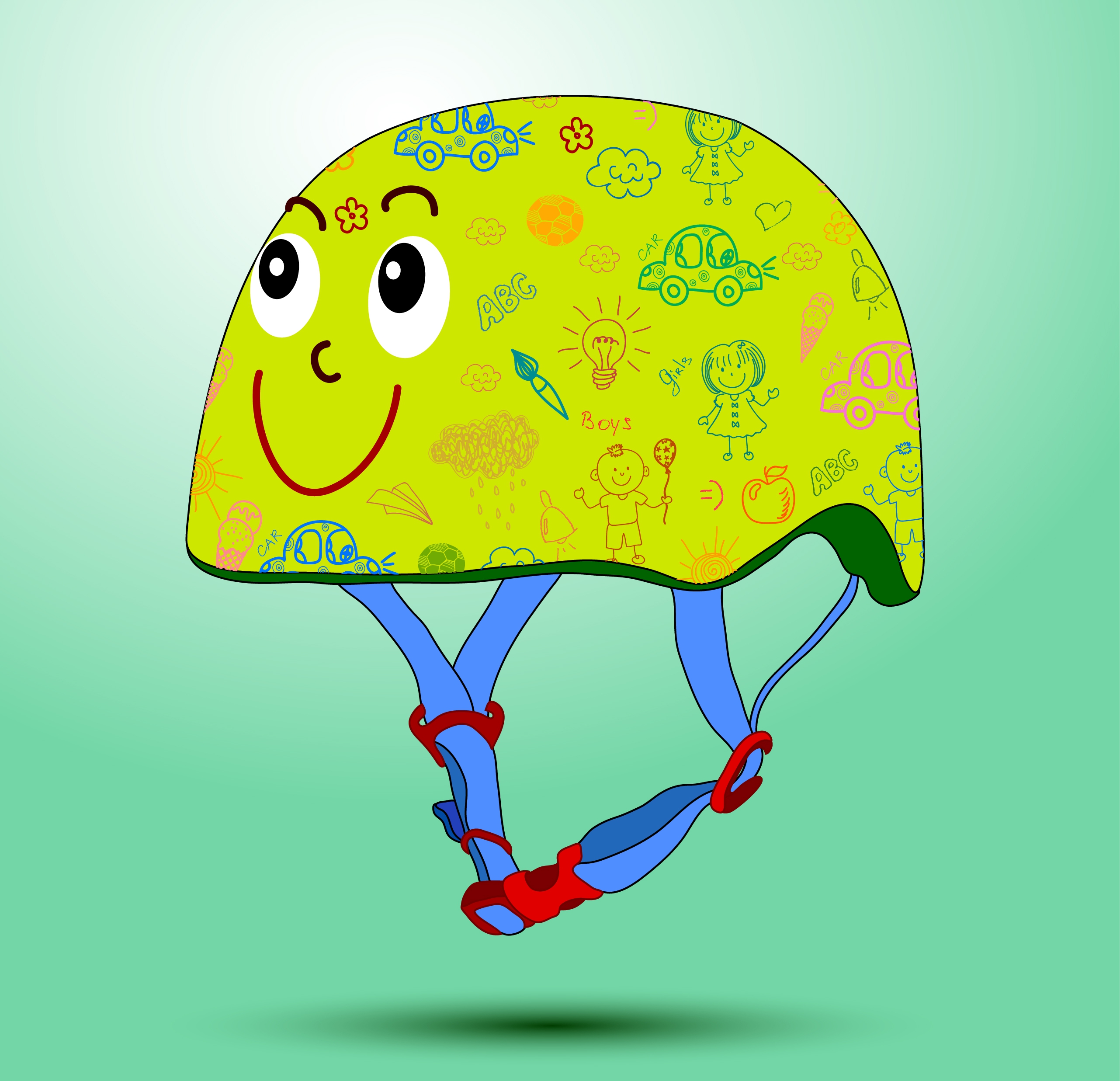 helmet icon design cute stylized cartoon colorful design